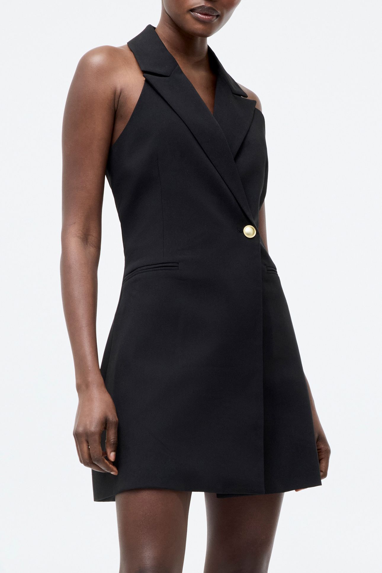 HALTERNECK BLAZER MINI DRESS BLACK 1