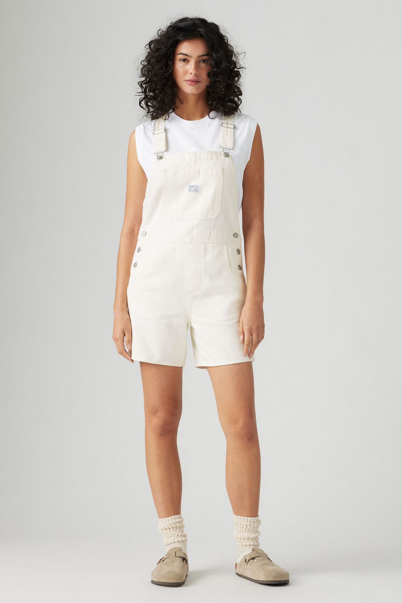 UTILITY DUNGAREES PLAYSUIT  IN WHITE 1