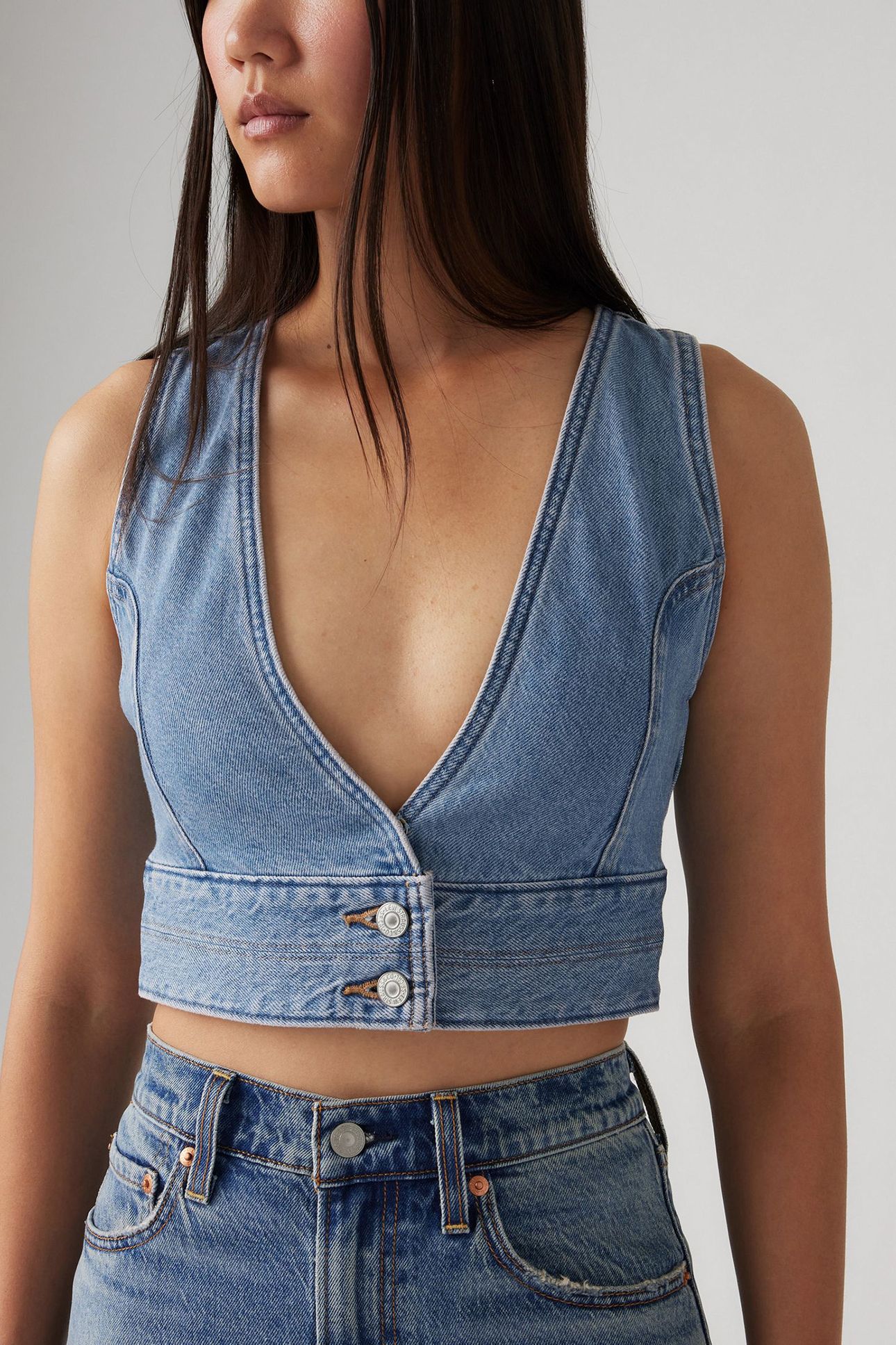 RAINE DENIM CROP TOP CHECK YOURSELF 2 5