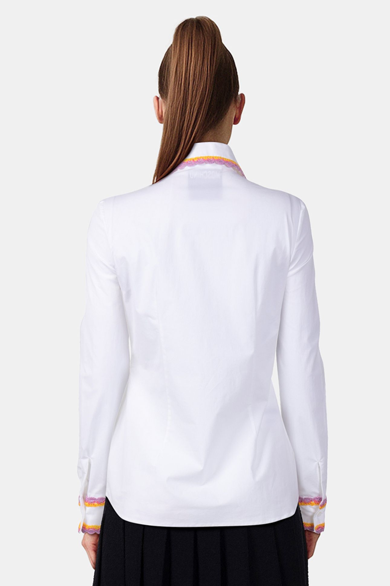 STRETCH POPLIN SHIRT CROCHET DETAILS WHITE 2