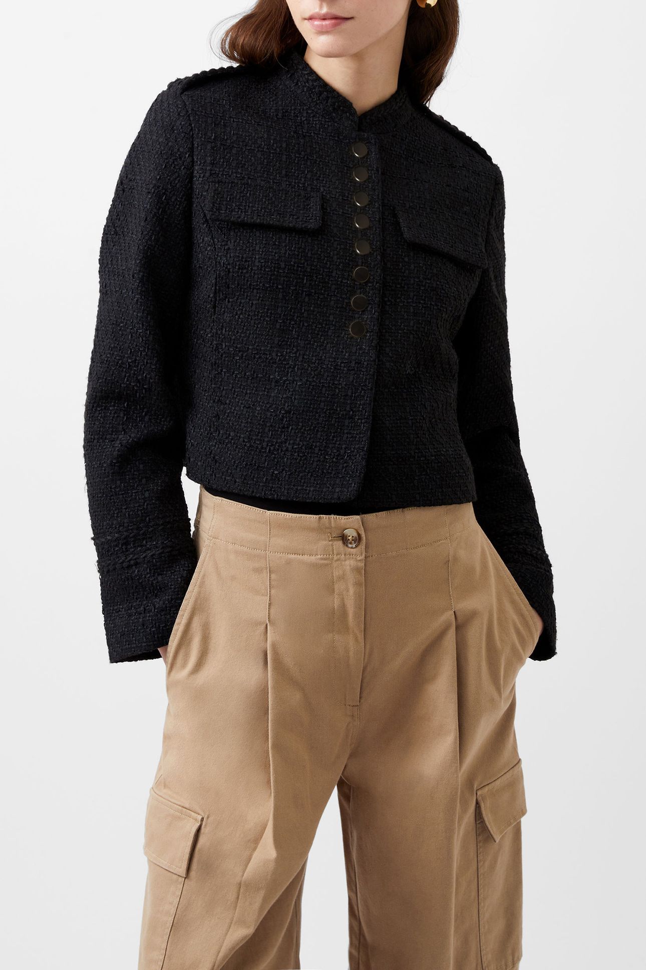FELICE TWEED MILITARY JACKET BLACKOUT 1