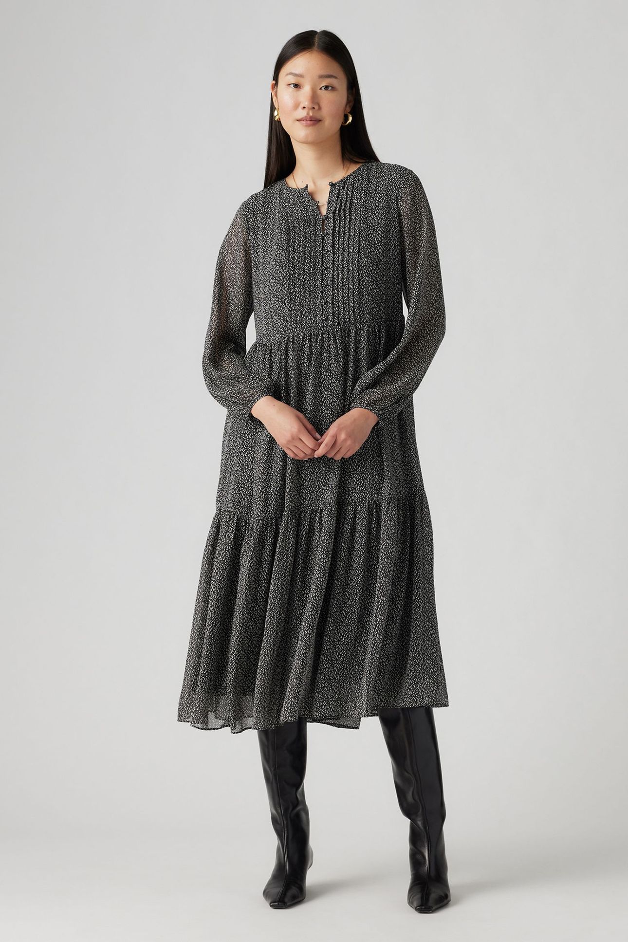 CIELO GEORGETTE DRESS LINO GEO CAVIAR 1