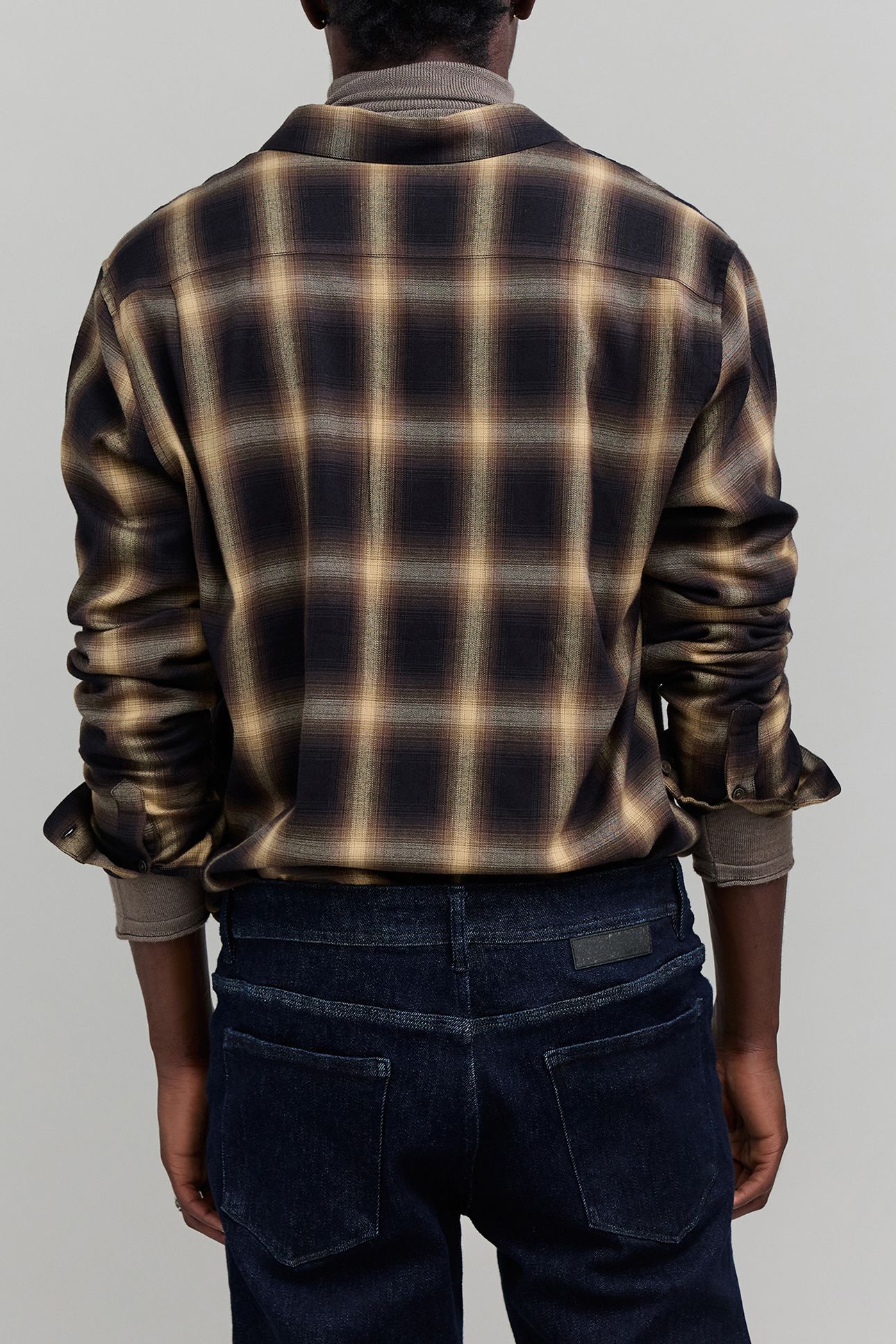 SHIRT REGULAR DARK KHAKI CHECK PATTERN HOMME 2