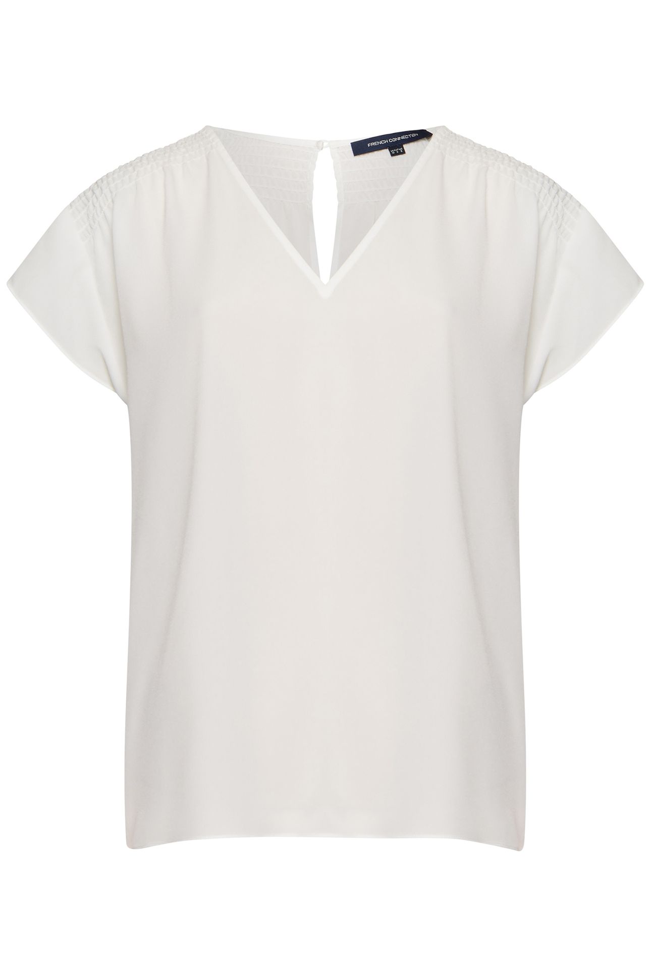 CREPE LIGHT V NK SHOULDER TOP SUMMER WHITE 4