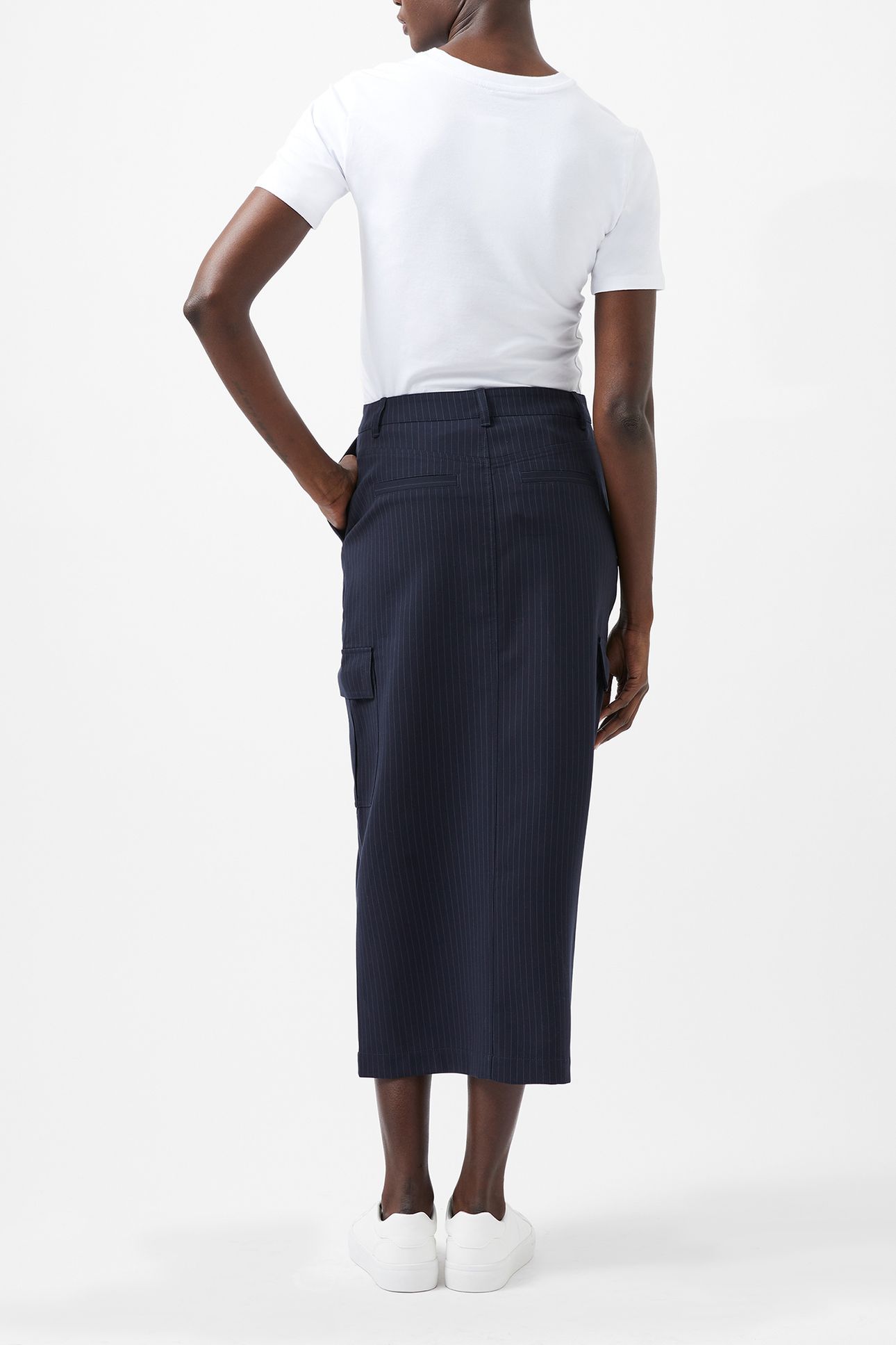 HAILEY PINSTRIPE PENCIL SKIRT MARINE 2