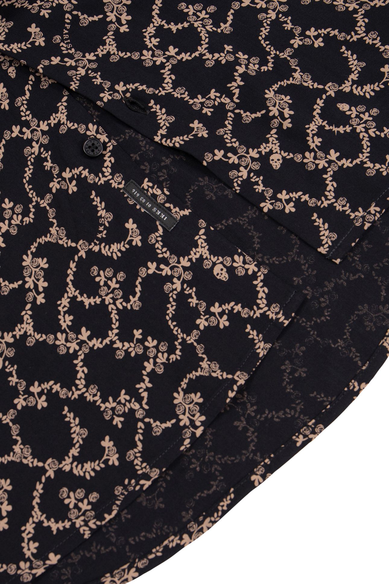 BLACK SLIM SHIRT WITH SKULL AND FLOWERS PRINT 7