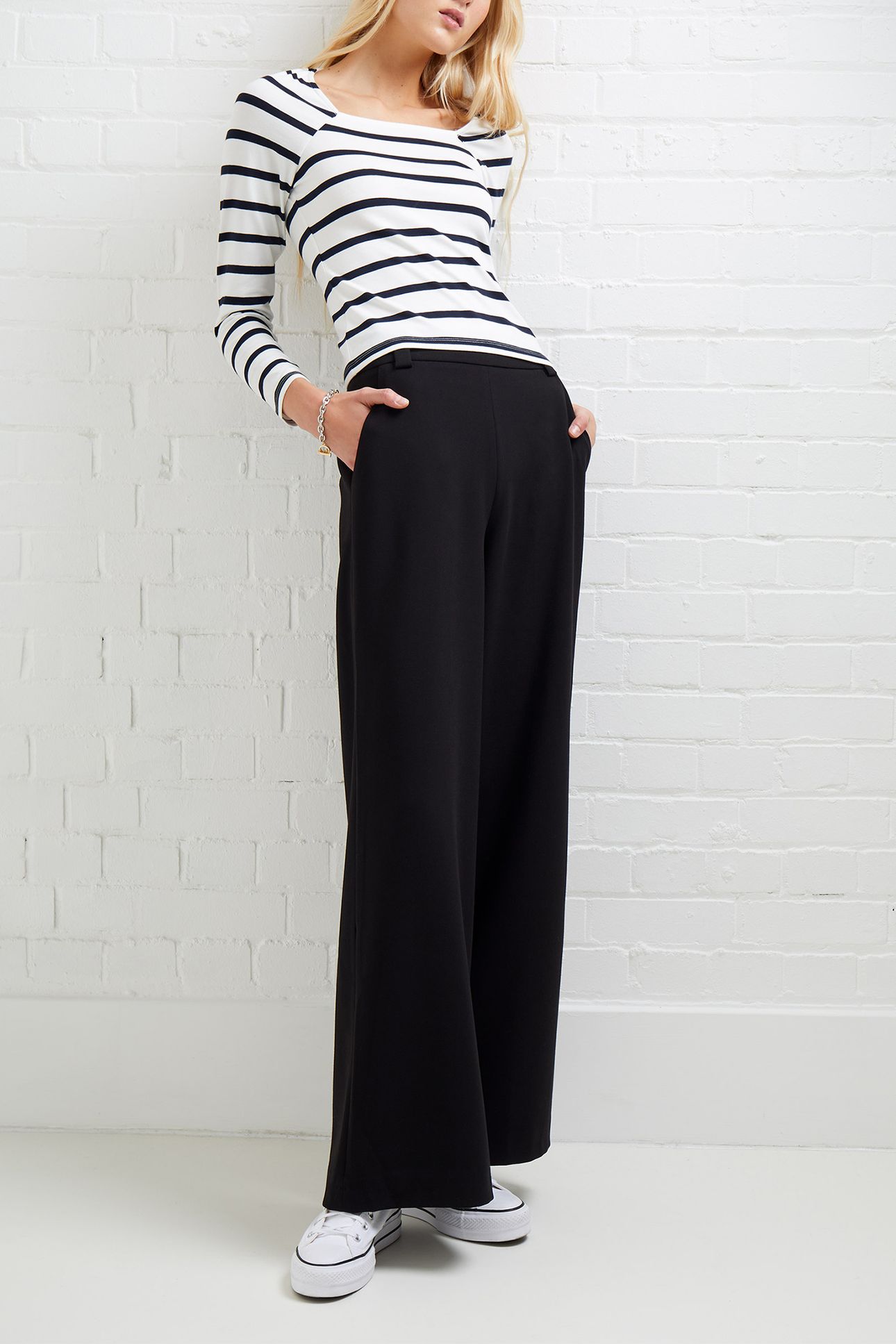 RALLIE STRIPE LS SQ NK TEE STRIPE S WHITE/MARIN 2