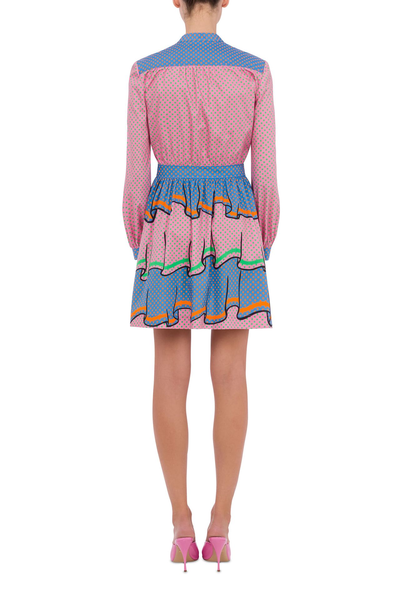 POLKA DOT DRESS IN TROMPE-L'ŒIL POPLIN PINK 2