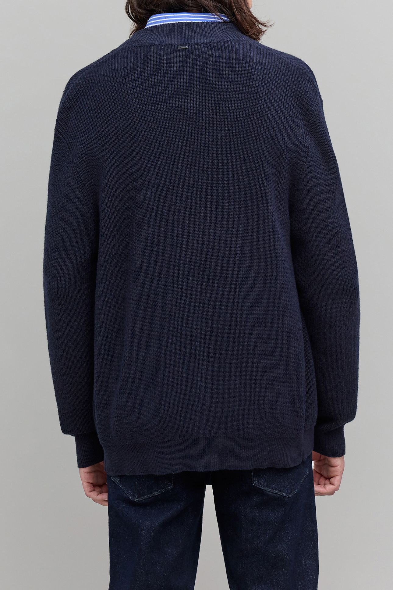 NAVY KNIT CARDIGAN WITH ZIP 2