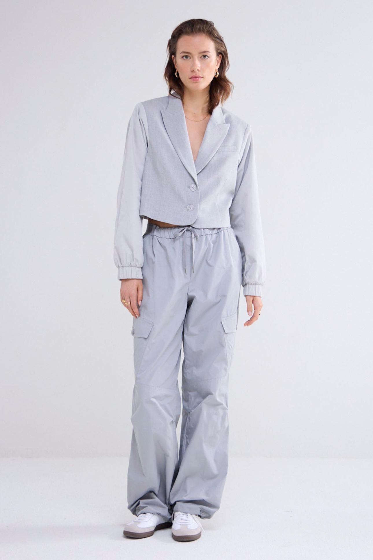 BLAZER SHORT VISCOSE BLEND STRETCH GREYS 2