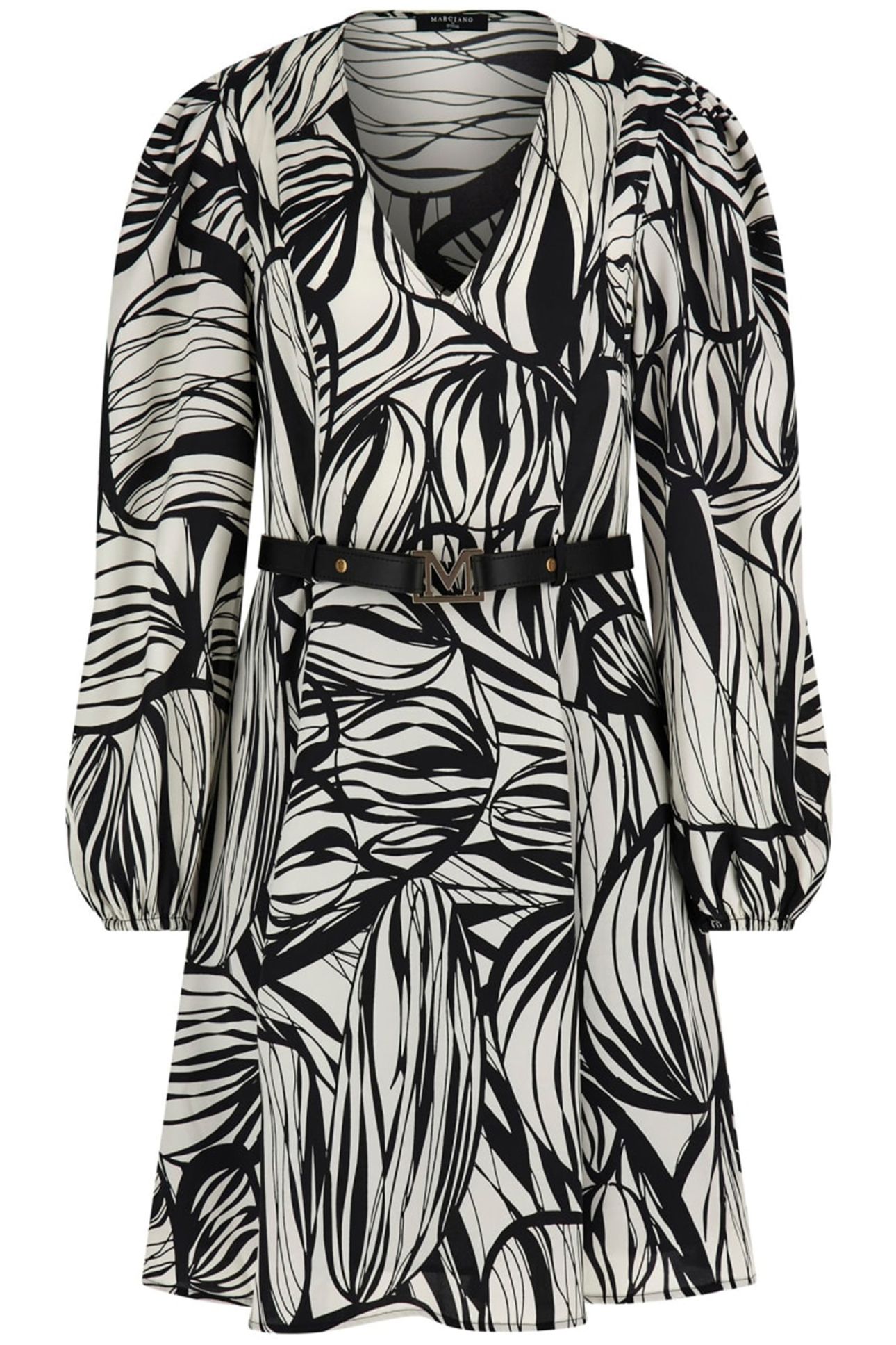 MARCIANO BY GUESS DEBORA SHORT DRESS ABSTRACT LEAVES PRIN 1