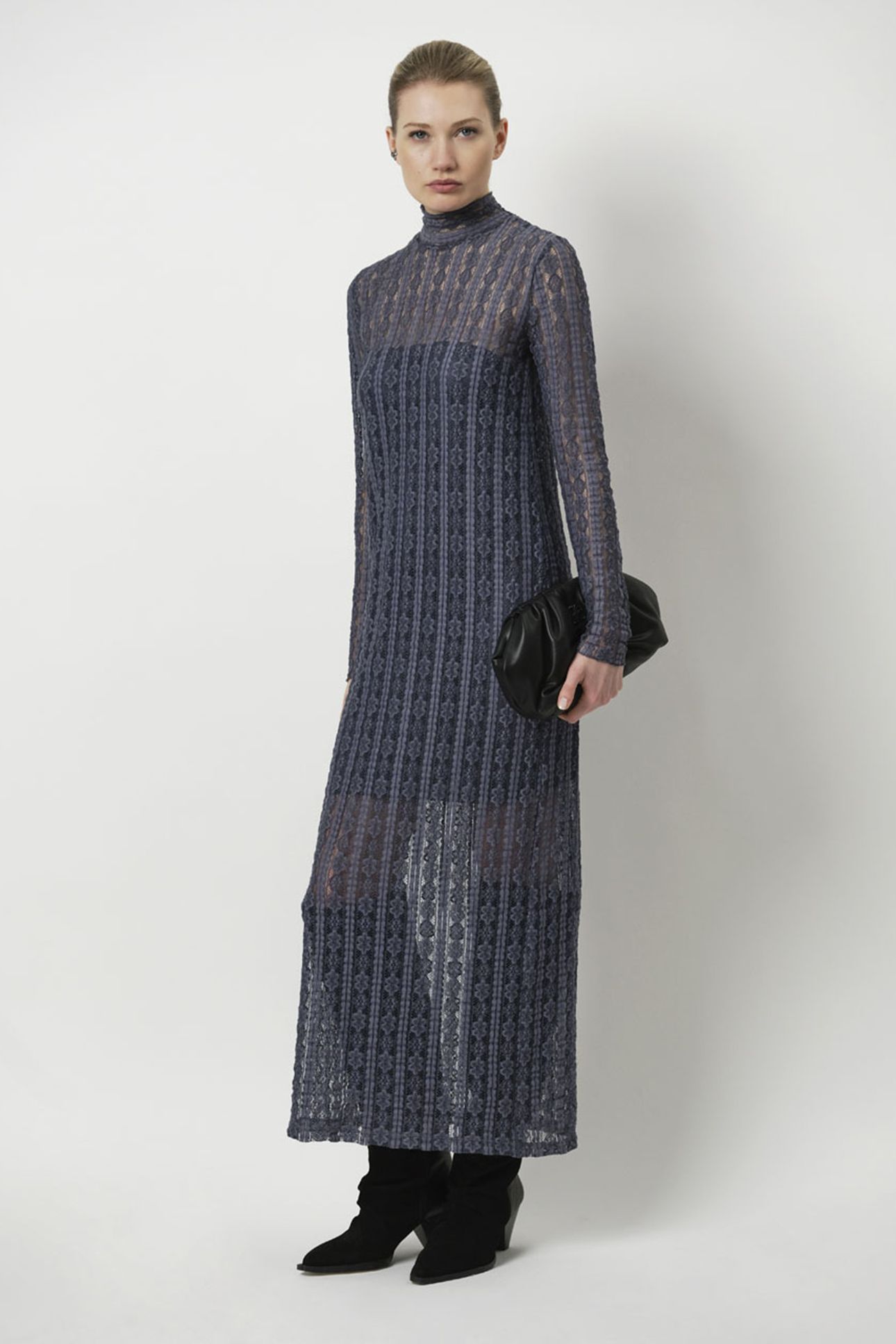 UNIQUE LACE MAXI DRESS ASH BLUE 4