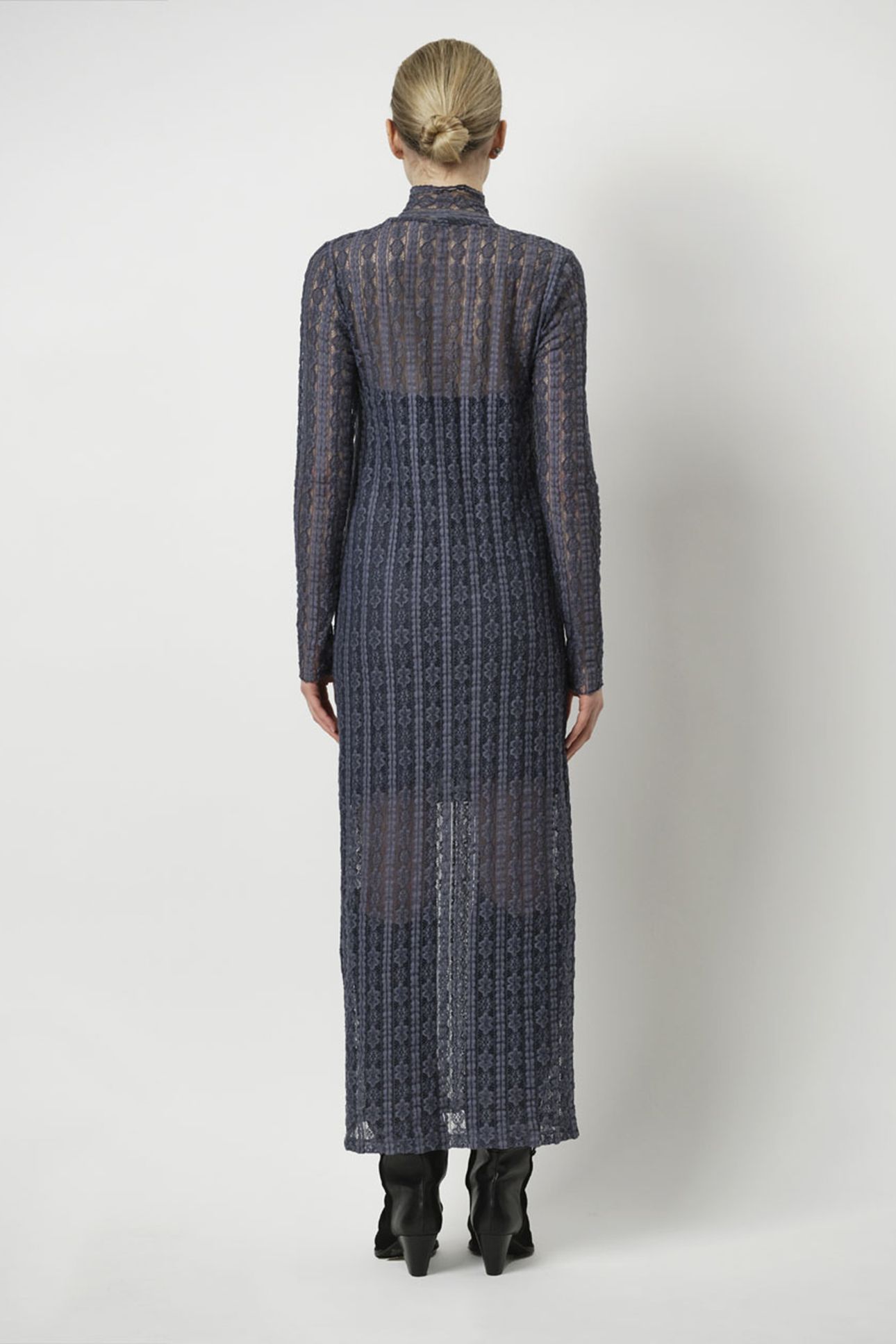 UNIQUE LACE MAXI DRESS ASH BLUE 2