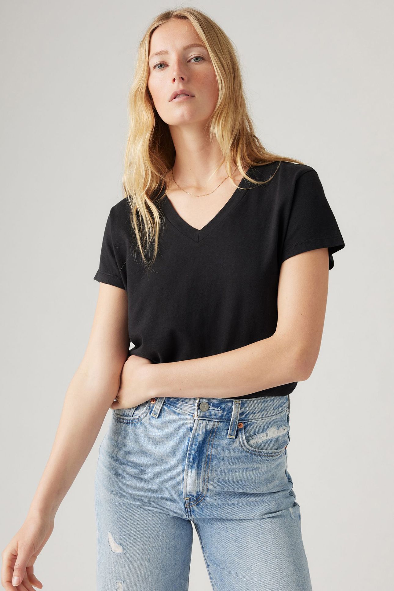 BOXY VNECK TEE CAVIAR SLUB 4