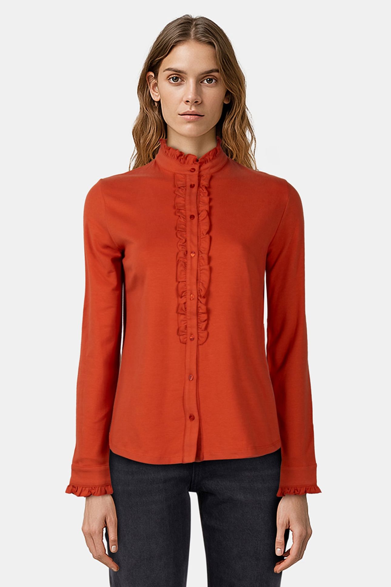 MOCK NECK SHIRT LS + FRILLS 1