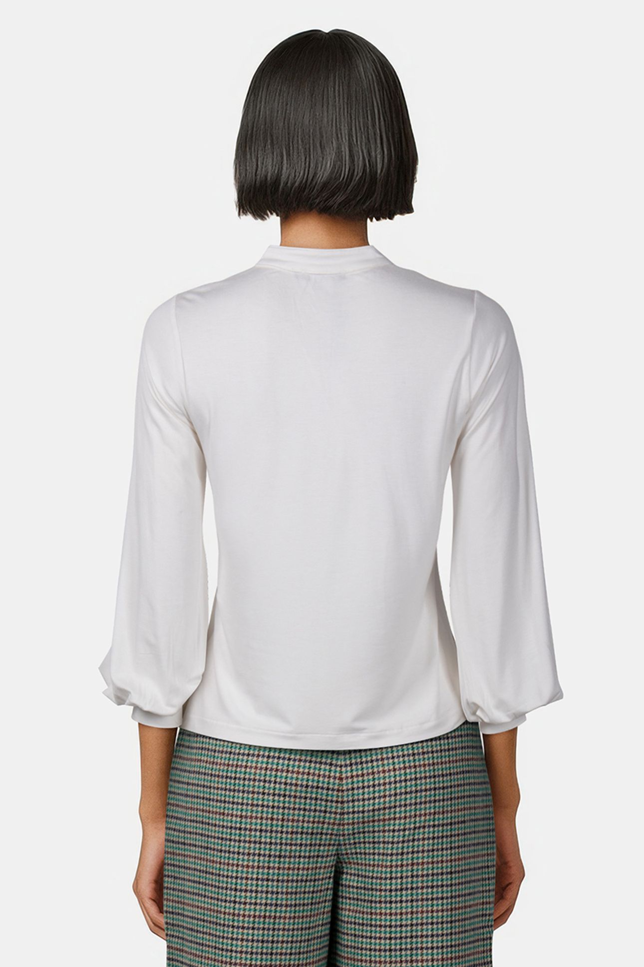 V-NECK T-SHIRT BALLOON SLEEVES IN OFF WHITE 2