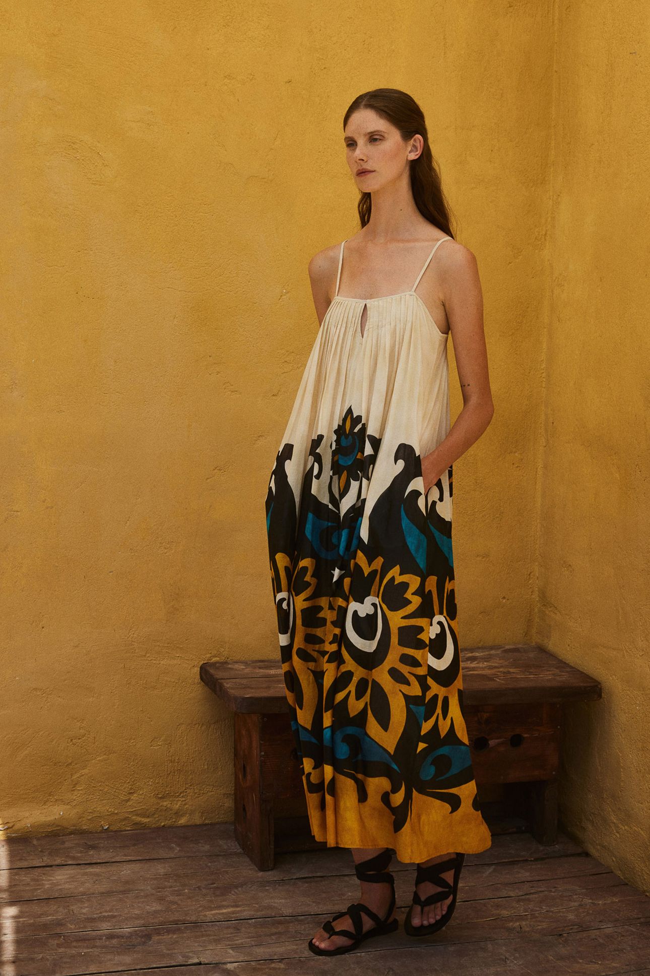 WARMTH LONG DRESS BLUE-CAMEL 1