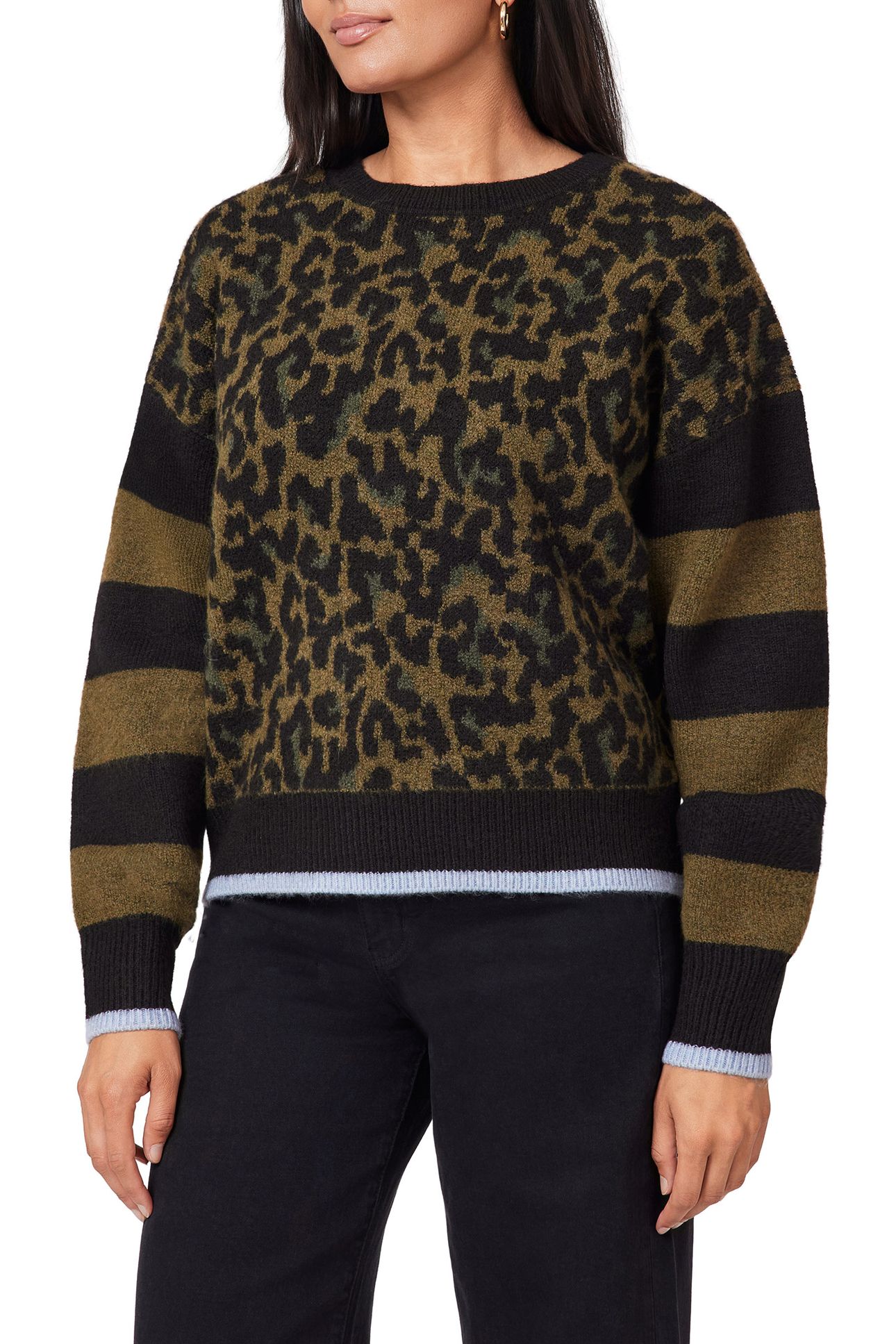 PULLOVER SWEATER MILITARY OLIVE/BLACK NIGHT/CHEETAH STRIPE 6