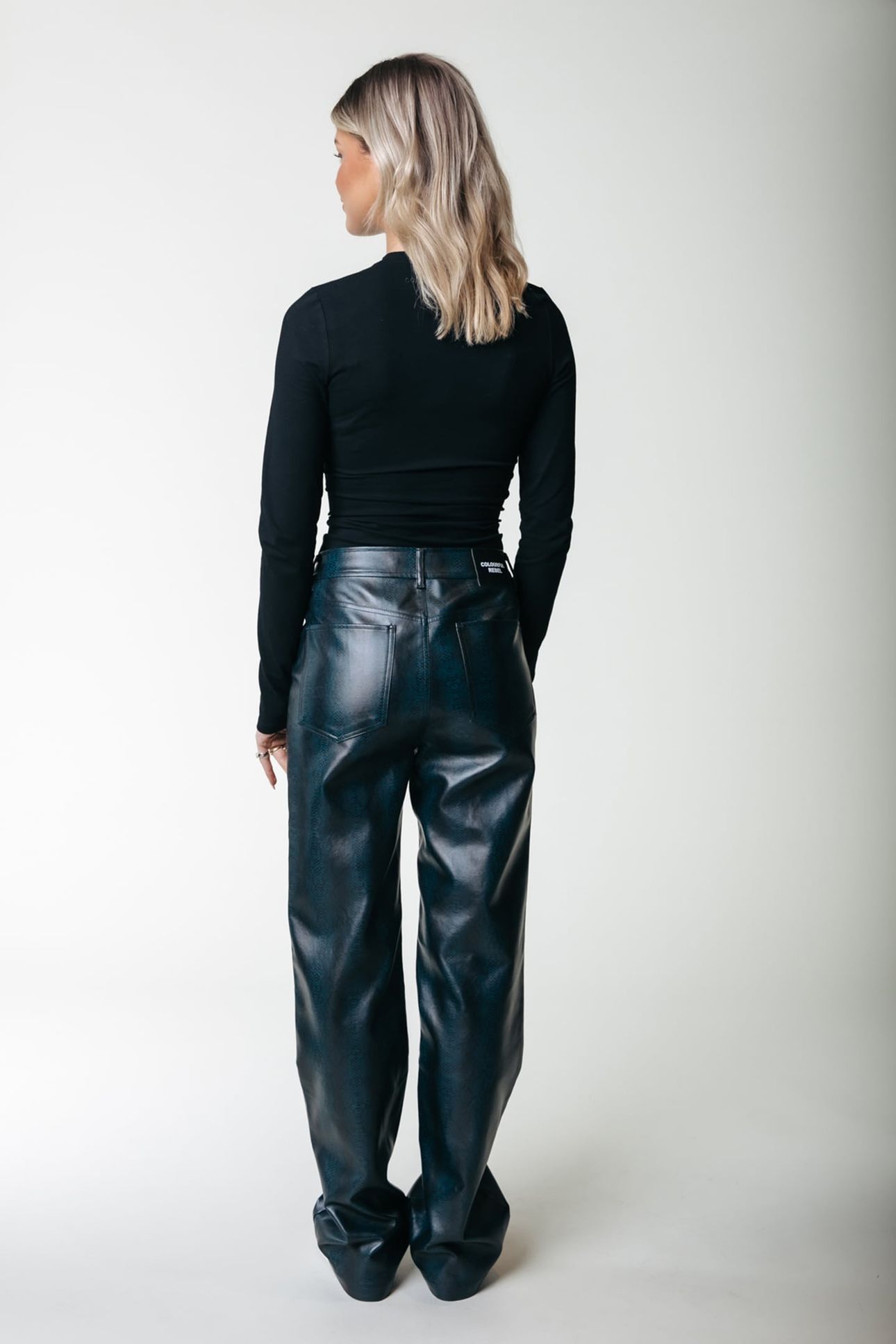 RUSSY SNAKE VEGAN LEATHER HIGH WAIST PANTS ATLANTIC GREEN 2