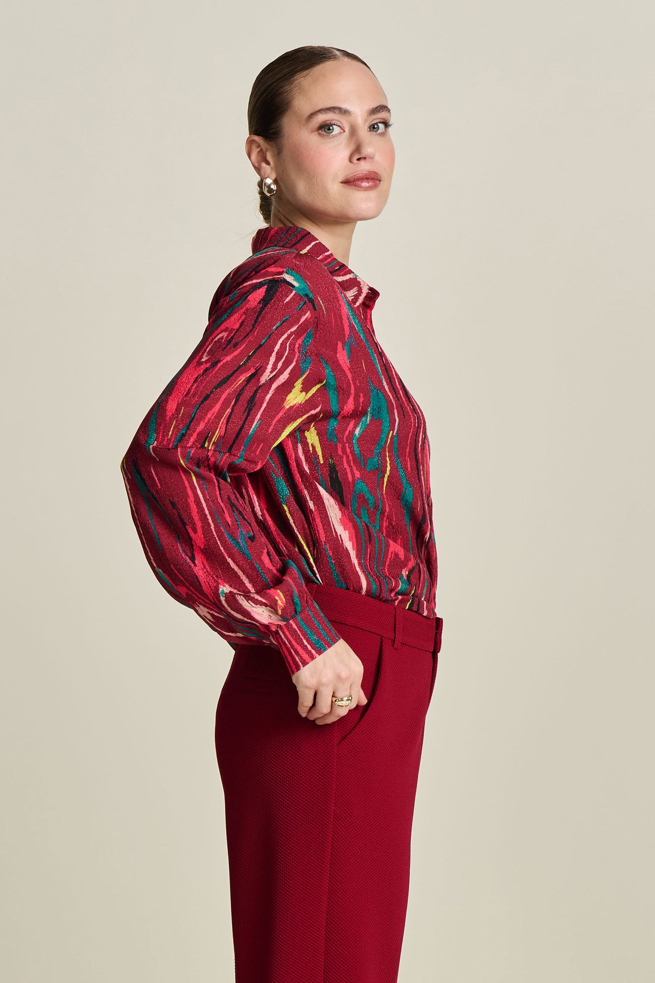 BLOUSE - MILLY WOODY BURGUNDY RED 4