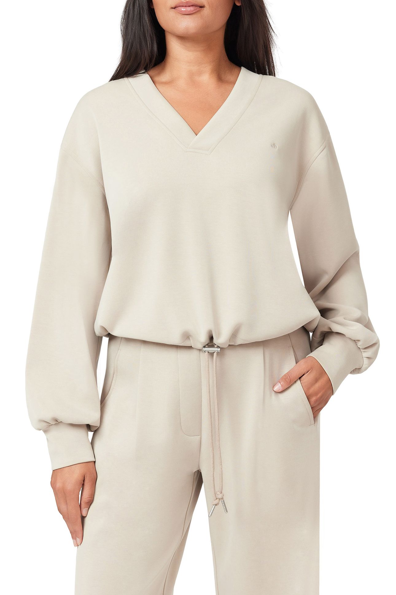 V NECK PULLOVER FEATHER GRAY 1