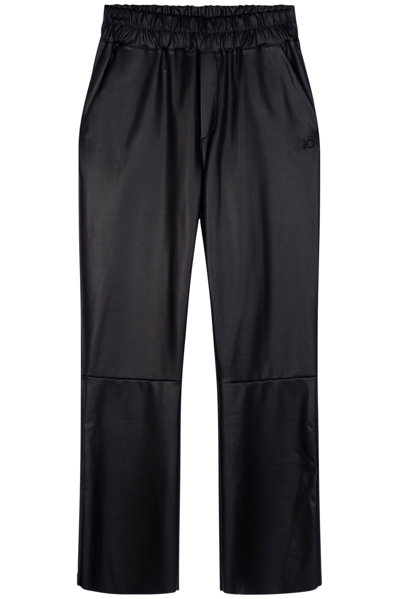 LEATHER LOOK FLARED PANTS BLACK 4
