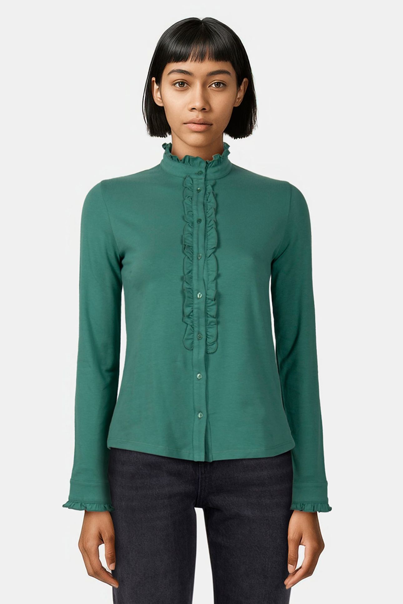 MOCK NECK SHIRT LS + FRILLS 1