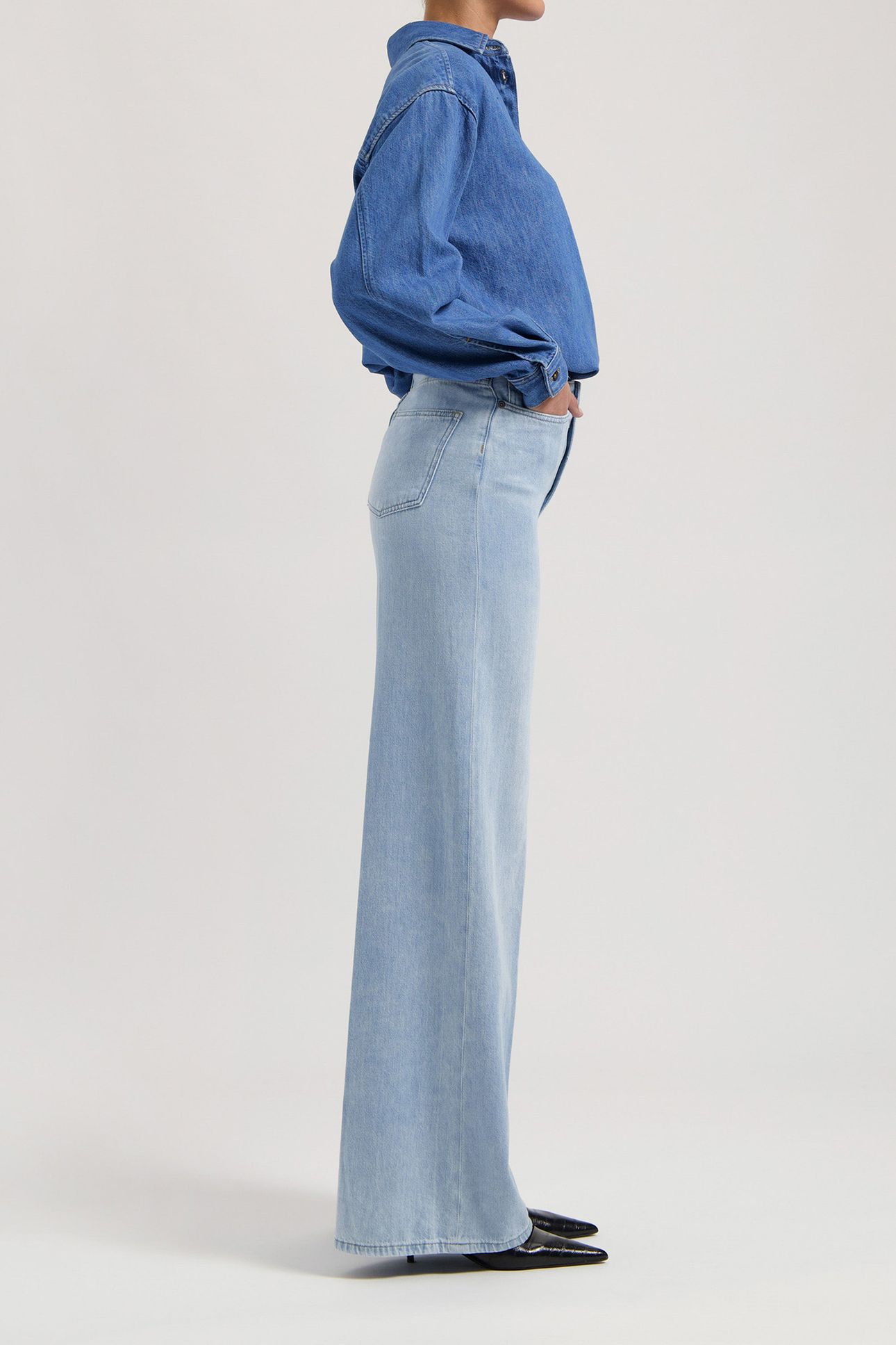 REESE DENIM SHIRT - MEDIUM STONE MEDIUM STONE 5