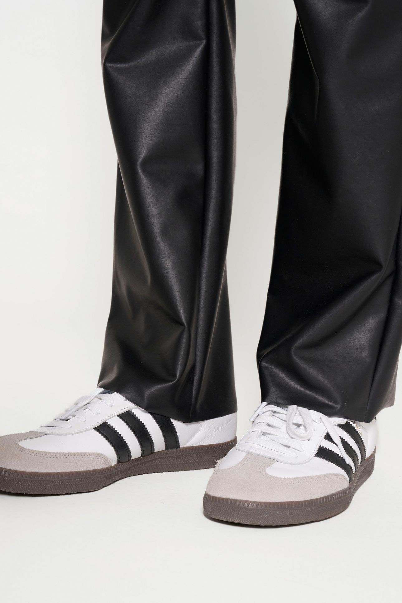 LEATHER LOOK FLARED PANTS BLACK 7