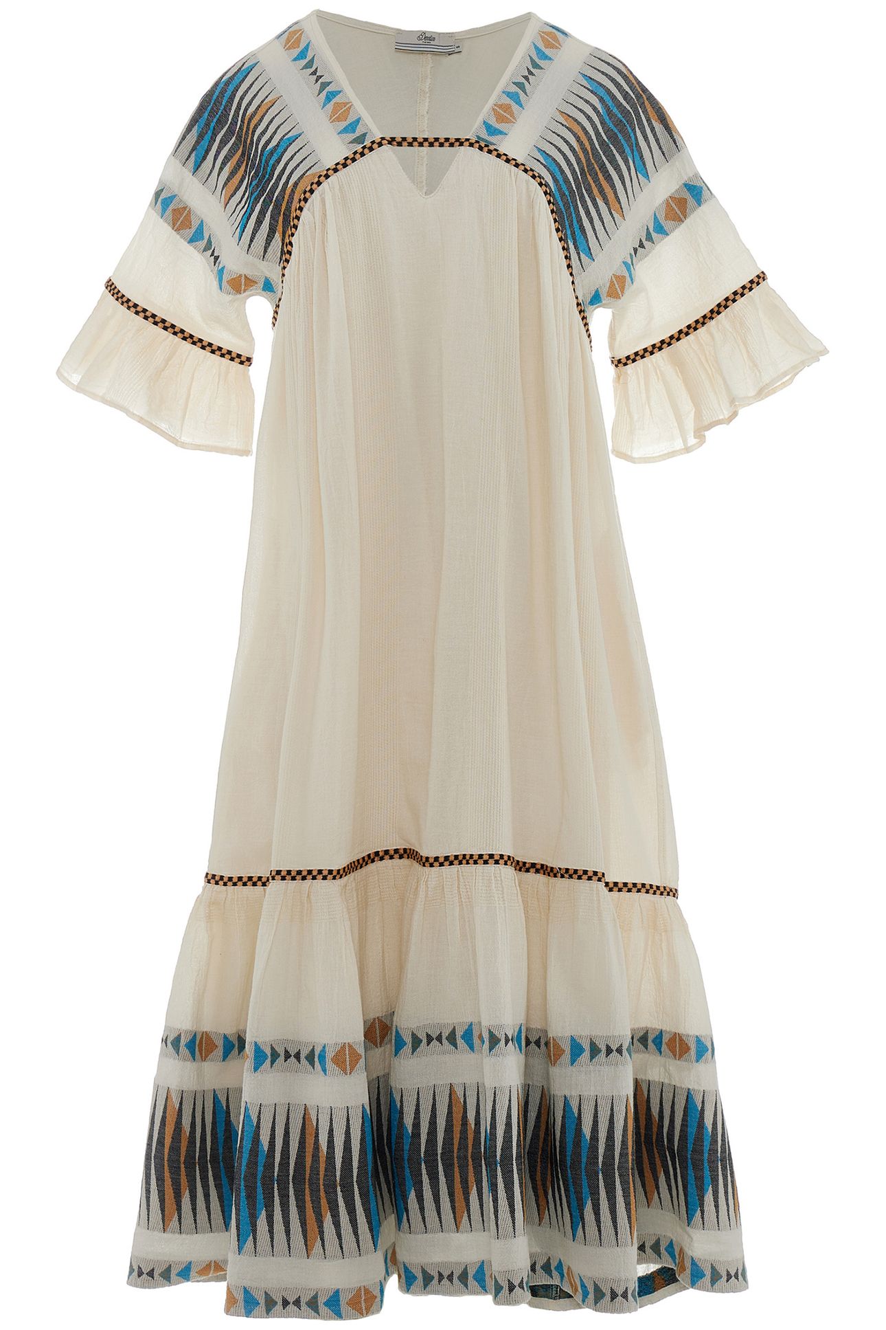 TRILOGY MIDI DRESS BLUE-CAMEL 1