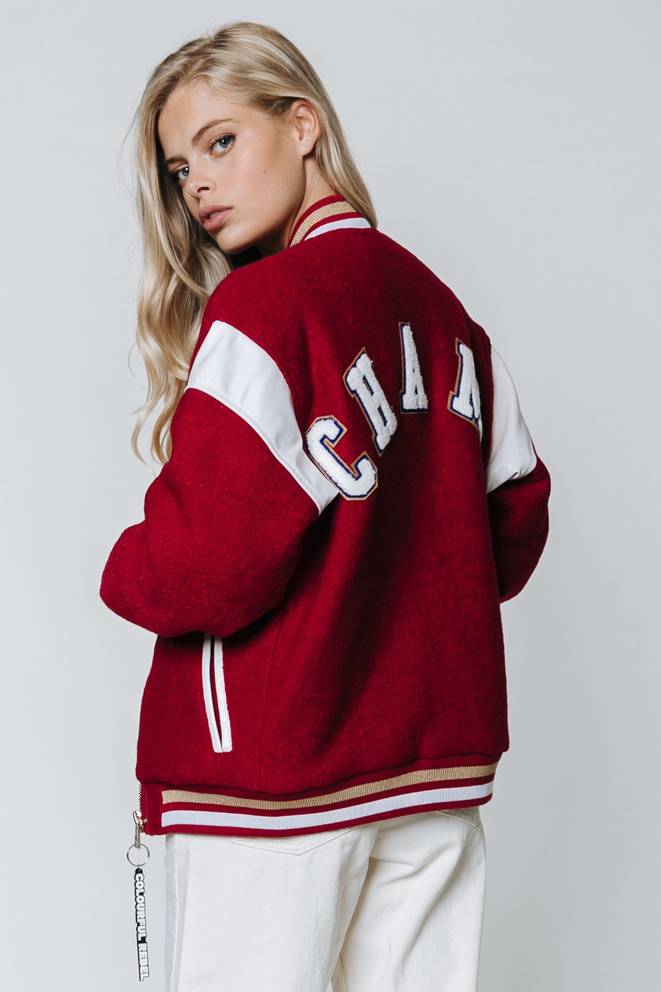 SEN BASEBALL BOMBER JACKET RED 2