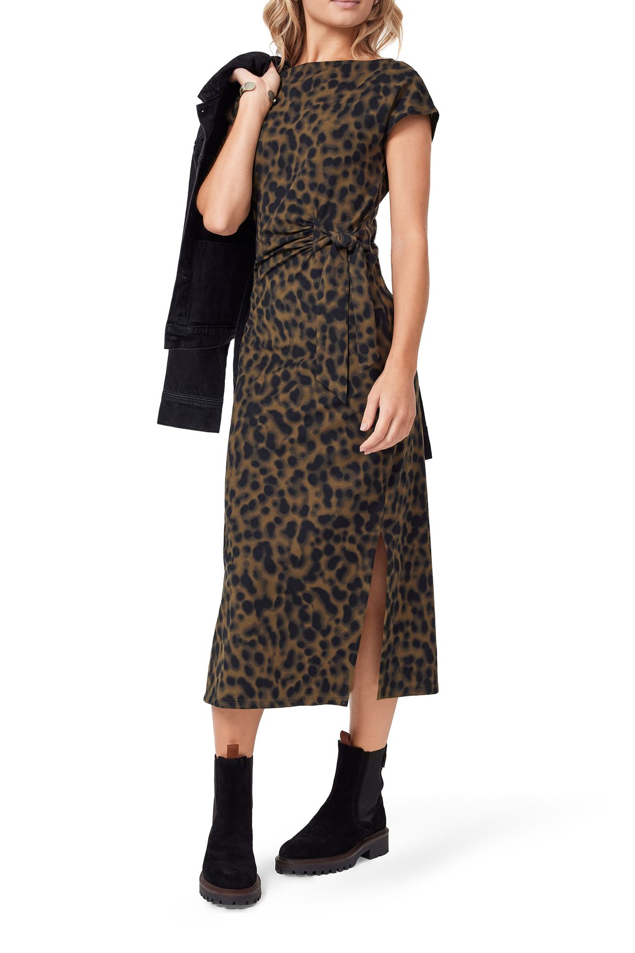 TIE FRONT DRESS MILITARY OLIVE ANIMAL 6