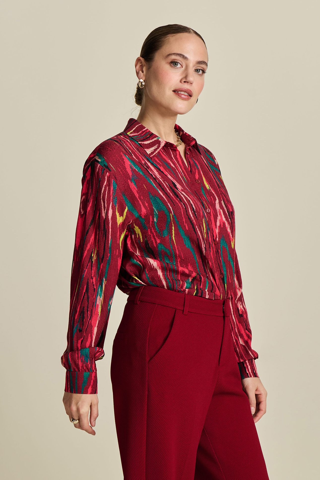 BLOUSE - MILLY WOODY BURGUNDY RED 5