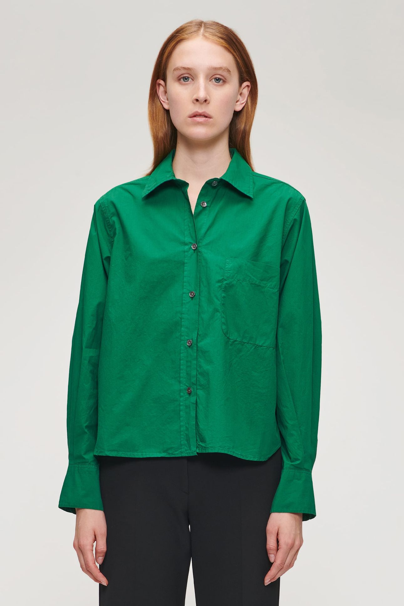 ORG COTTON BOXY SHIRT WARM GREEN 1