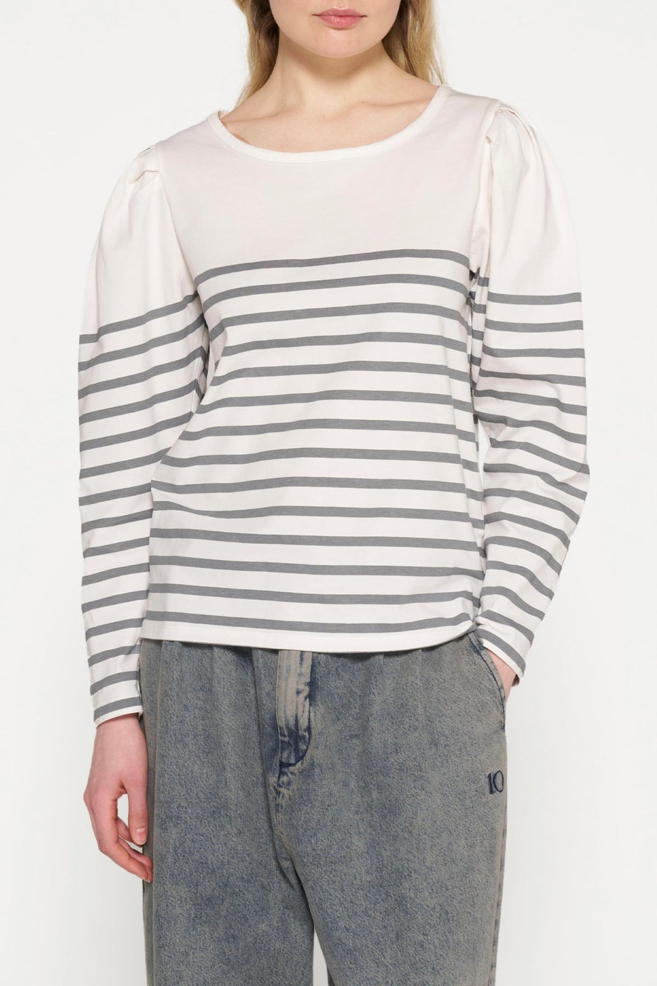 PUFF LONG SLEEVE TEE STRIPES ECRU/GRAPHITE 1
