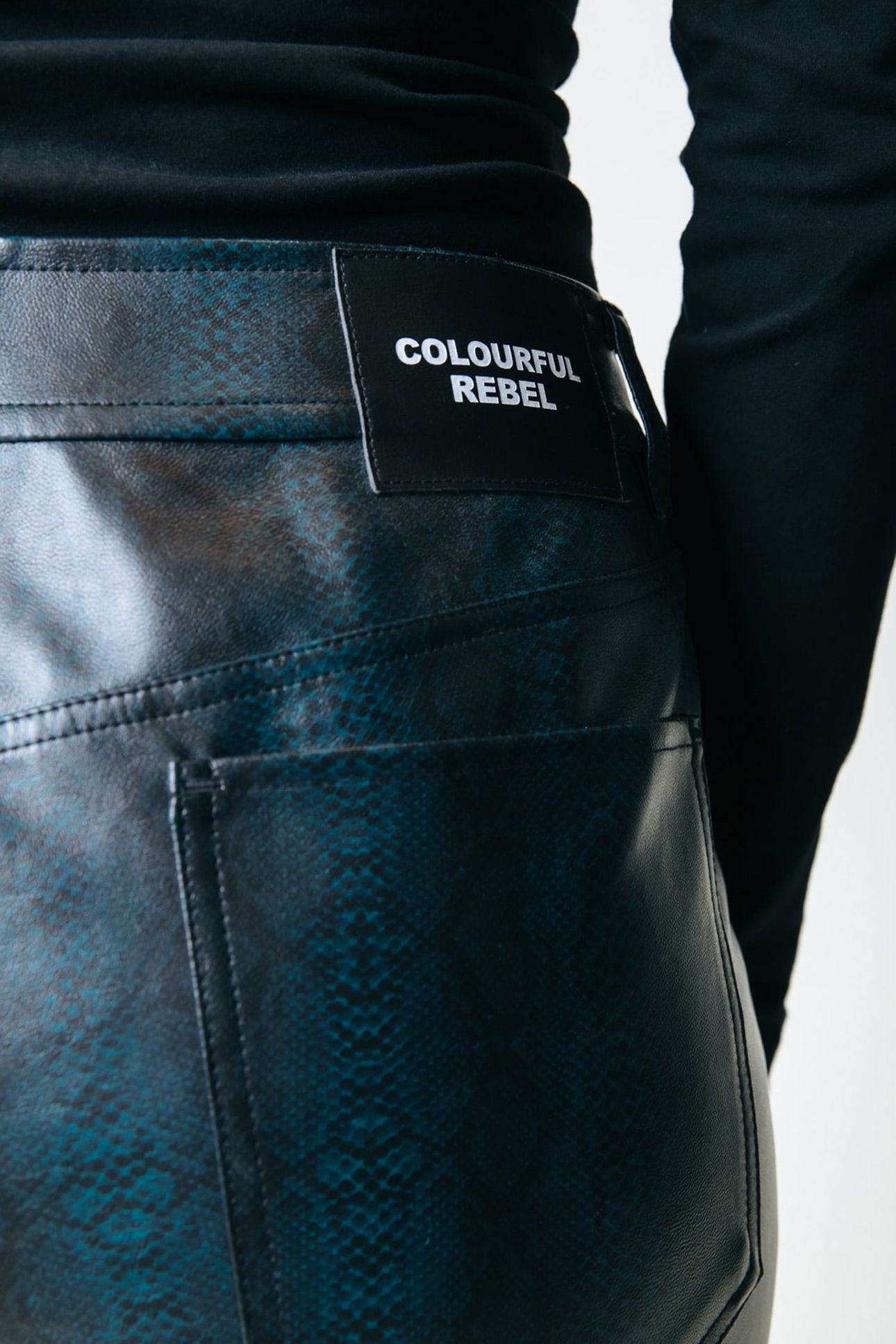 RUSSY SNAKE VEGAN LEATHER HIGH WAIST PANTS ATLANTIC GREEN 5