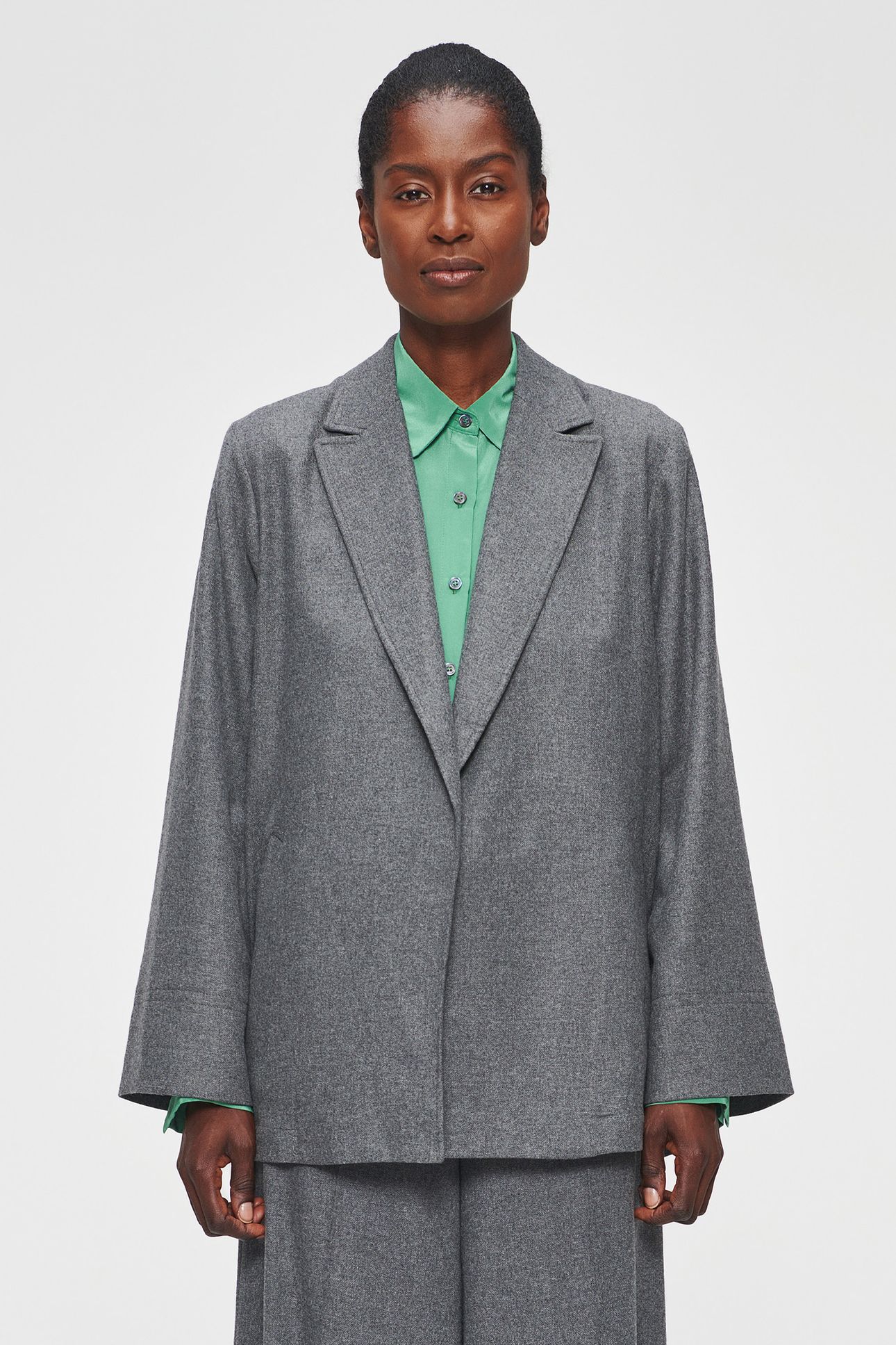 RELAXED FLANNEL JACKET STEEL GREY 3
