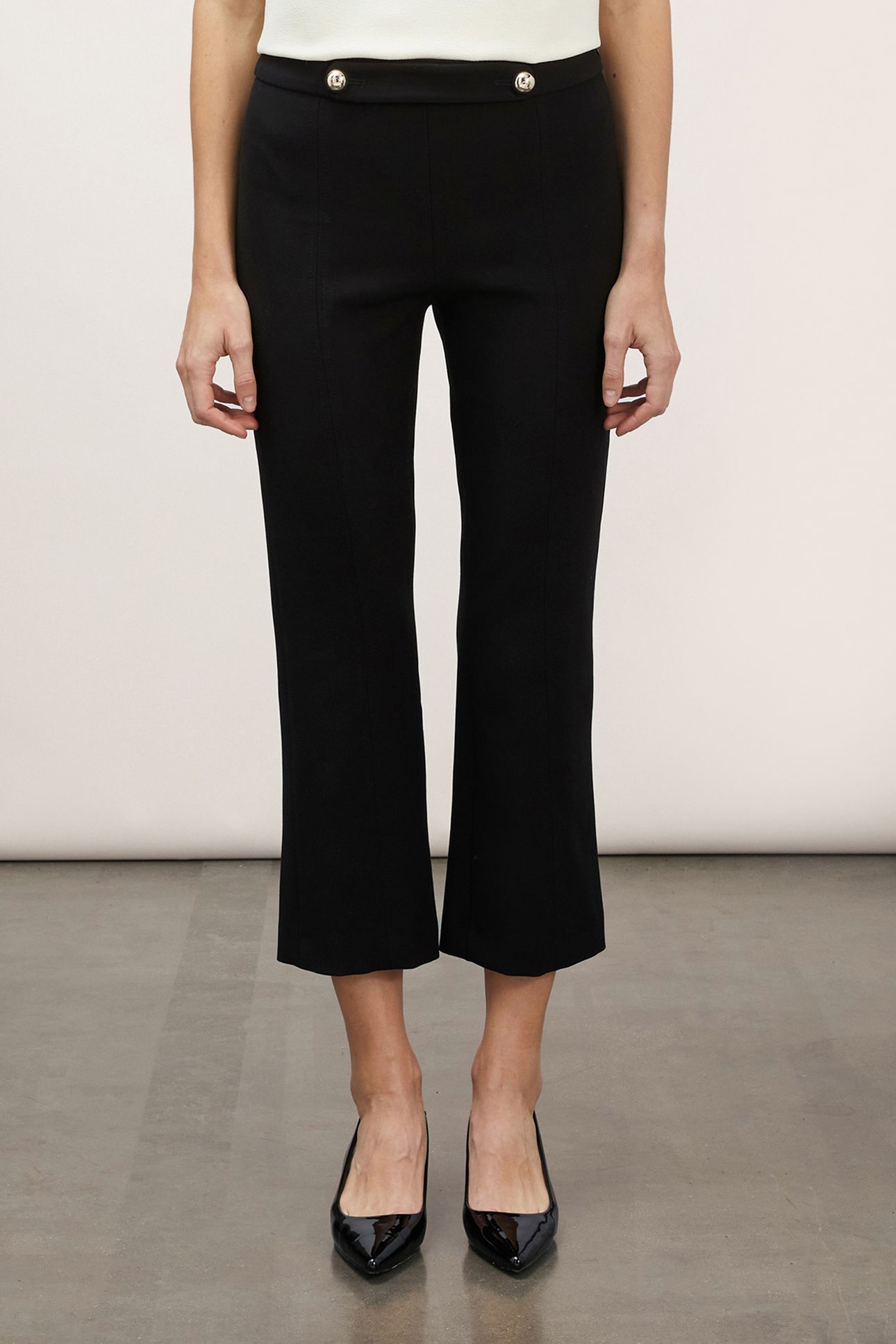 KICK FLARE TROUSERS WITH STRAP BLACK 1