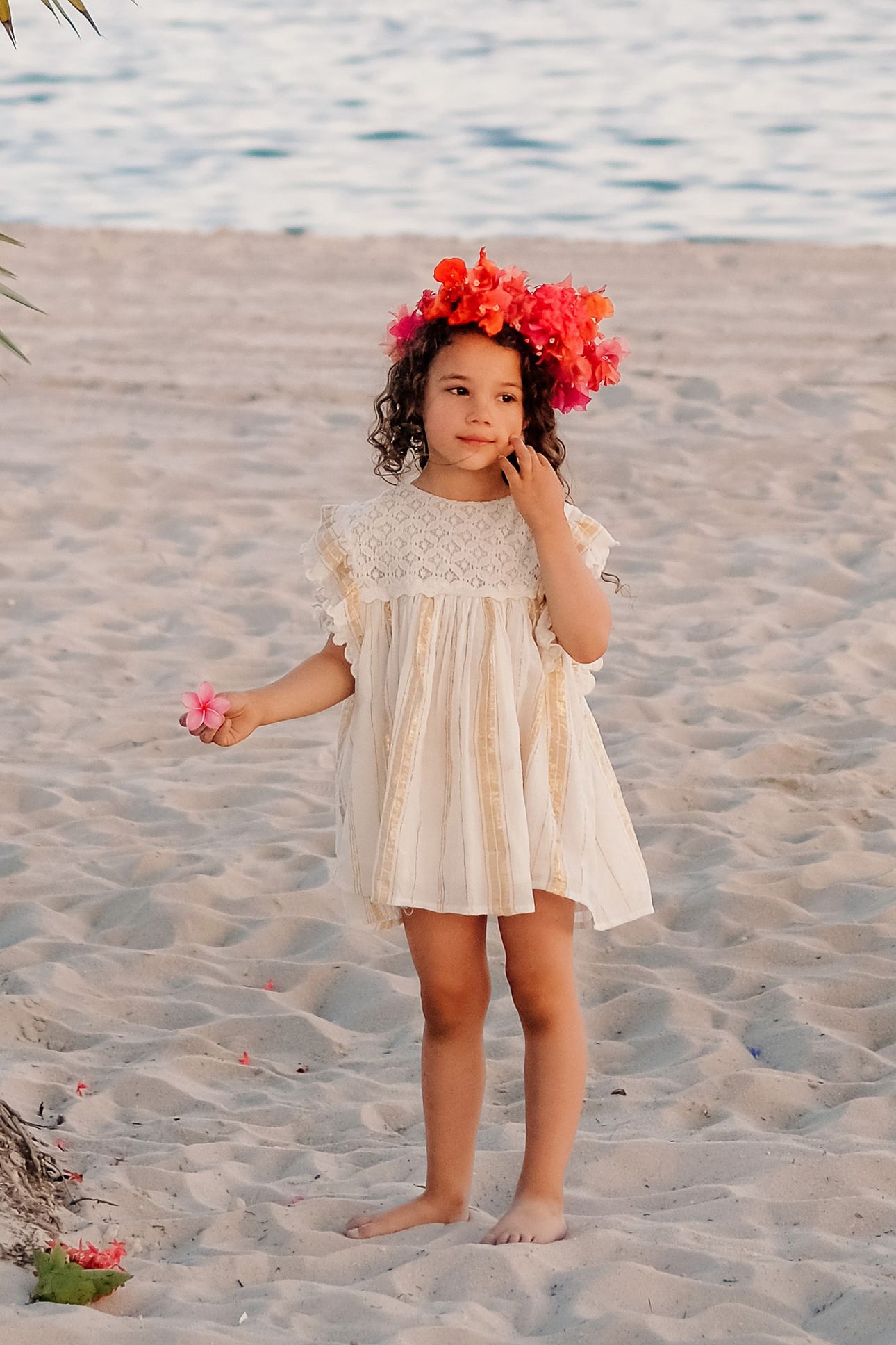 DRESS LYKA WHITE & GOLD STRIPES 2