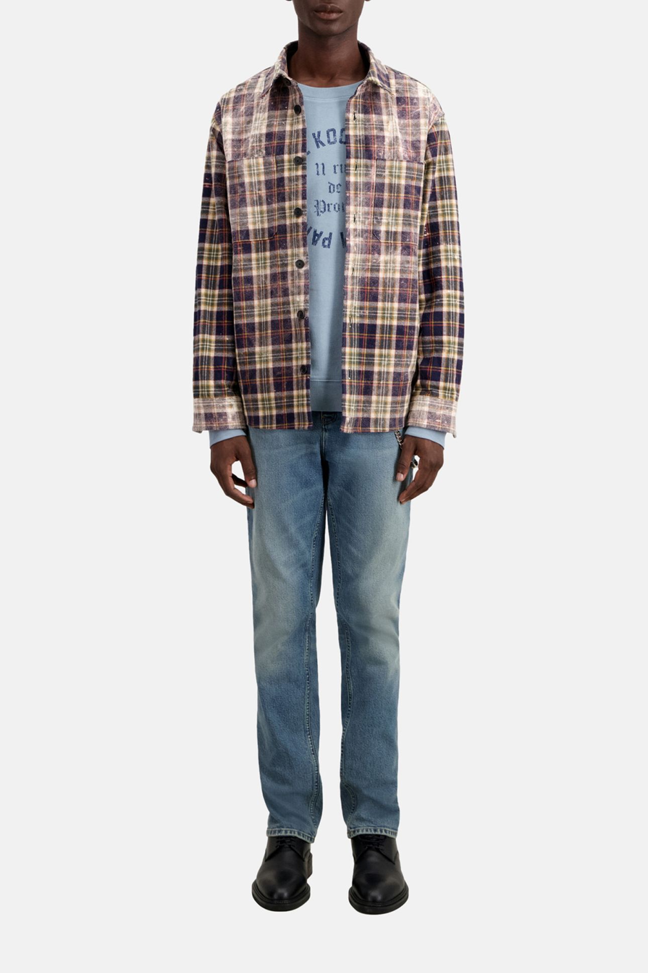 LONG SLEEVE SHIRT MIDDLE GREY ECRU 1