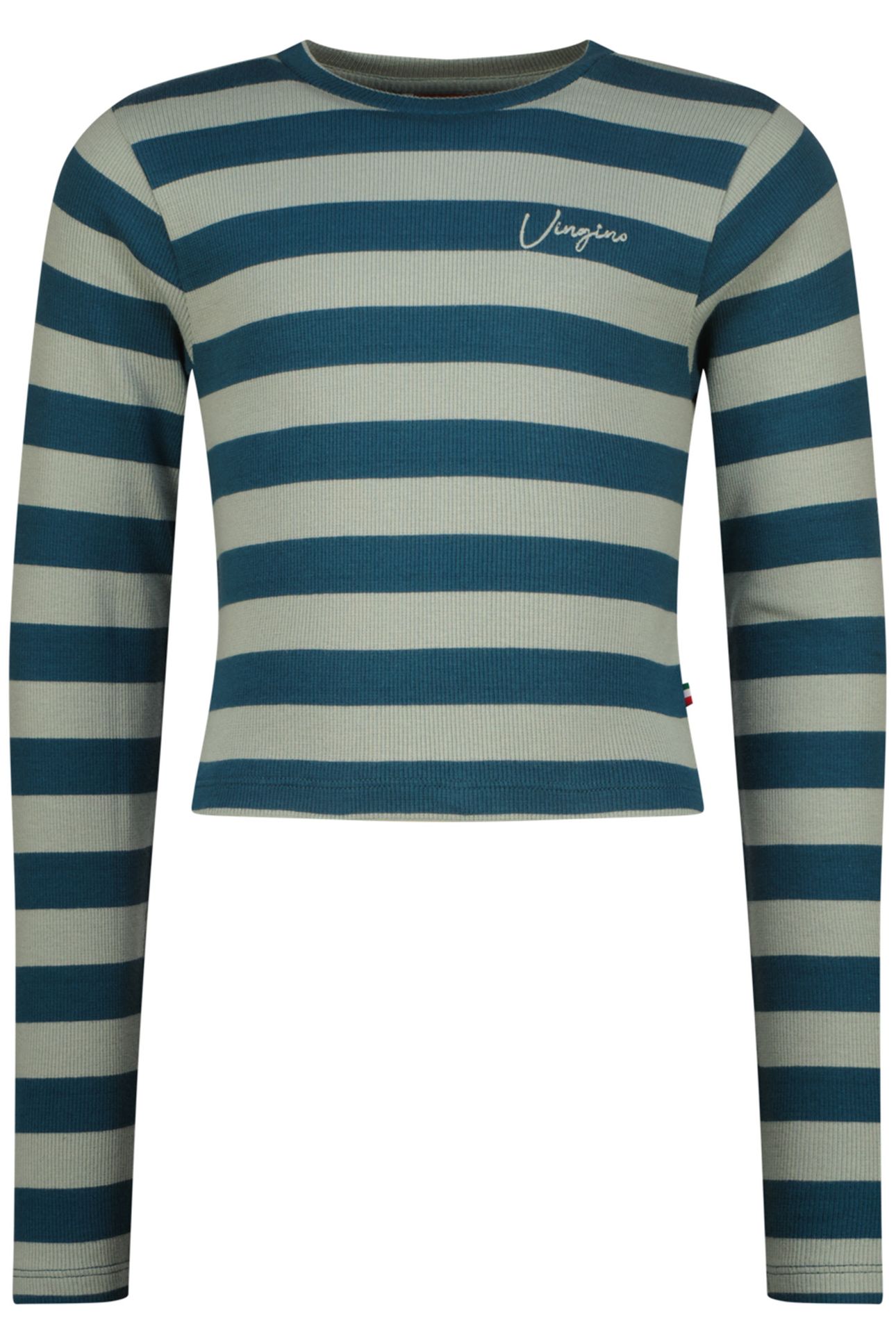 GIRLS G-BASIC-CROP RIB STRIPE SINGLET JADE GREEN 1