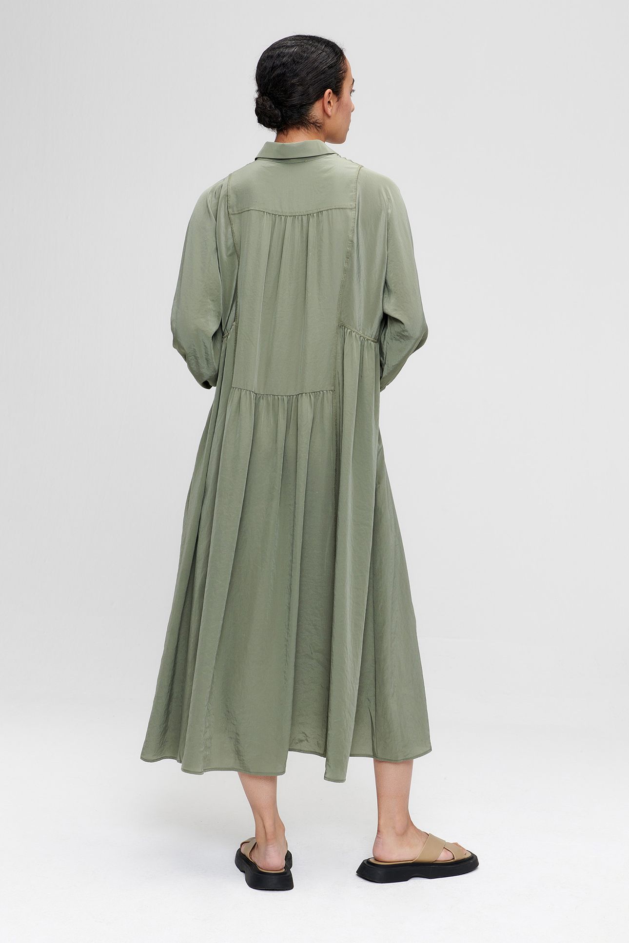 TIERED DRESS SMOKEY GREEN 2
