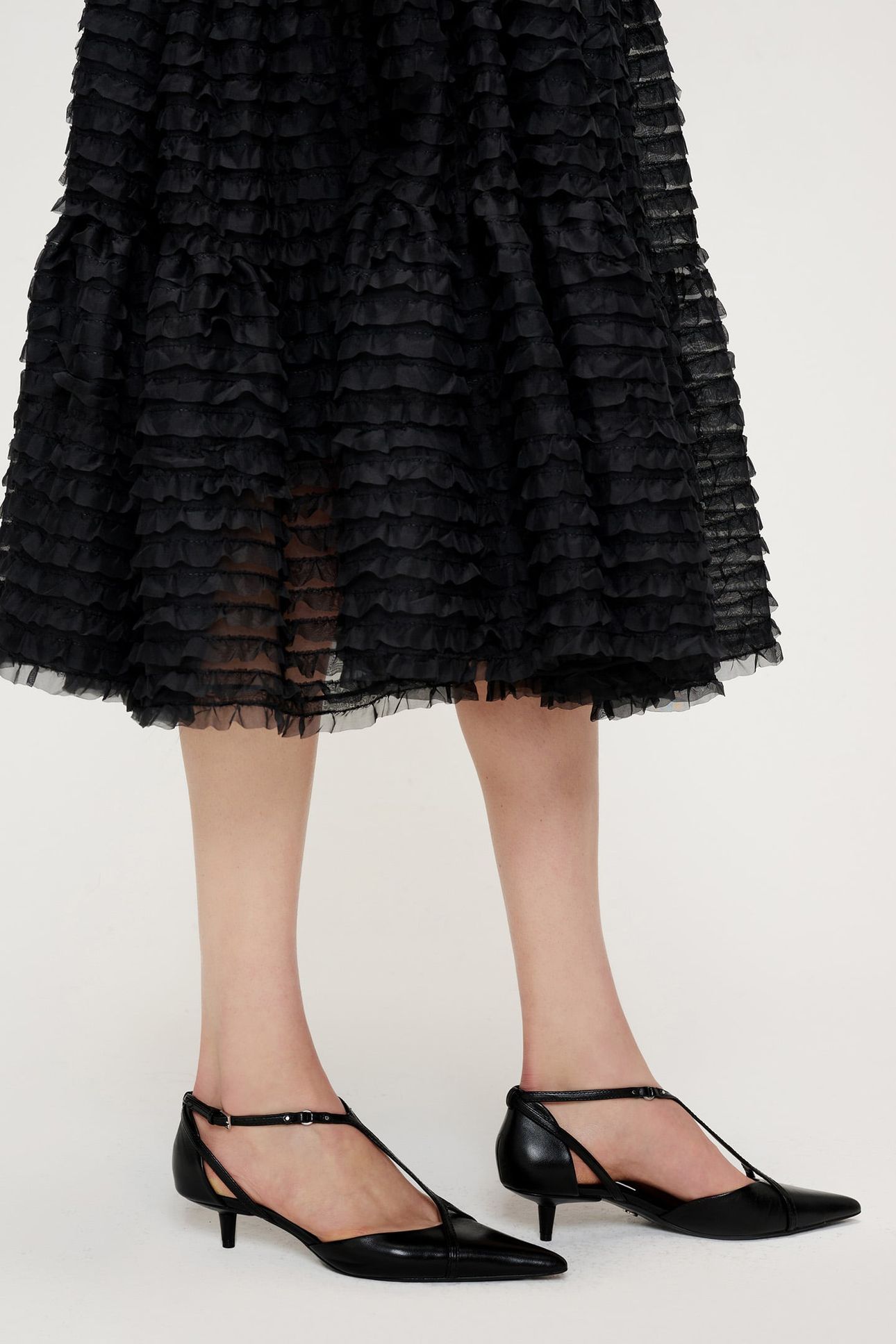 CHIFFON RUFFLE DRESS BLACK 4