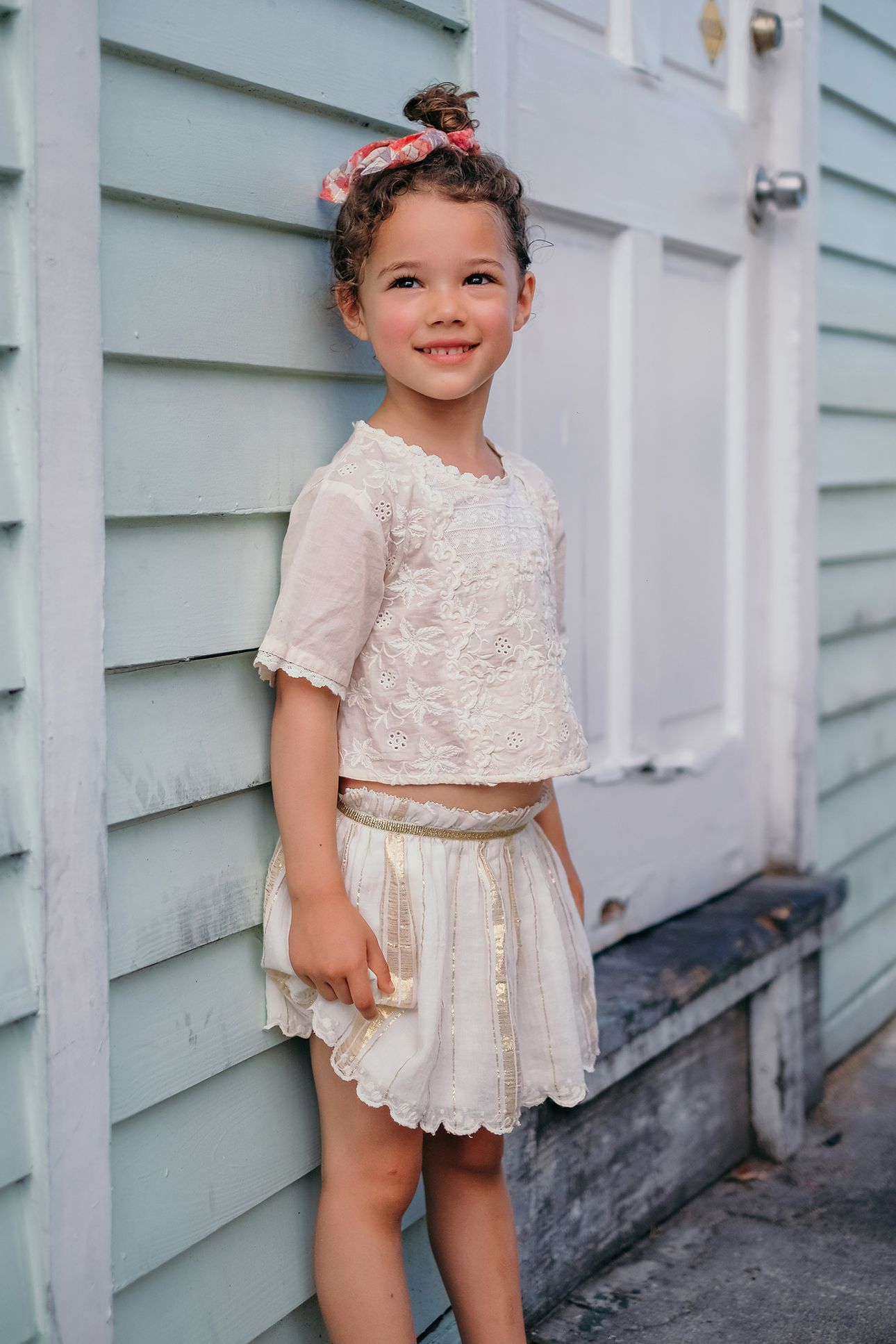 SKIRT SALINA WHITE & GOLD STRIPES 3