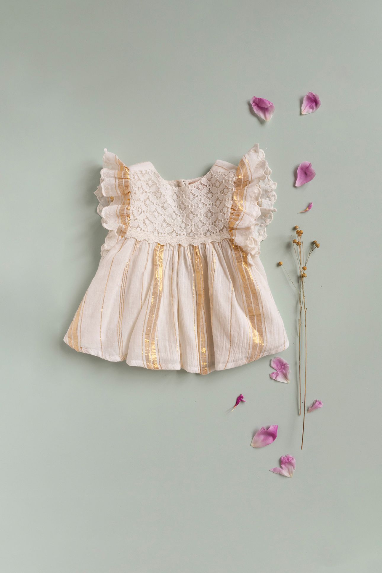 DRESS LYKA WHITE & GOLD STRIPES 7