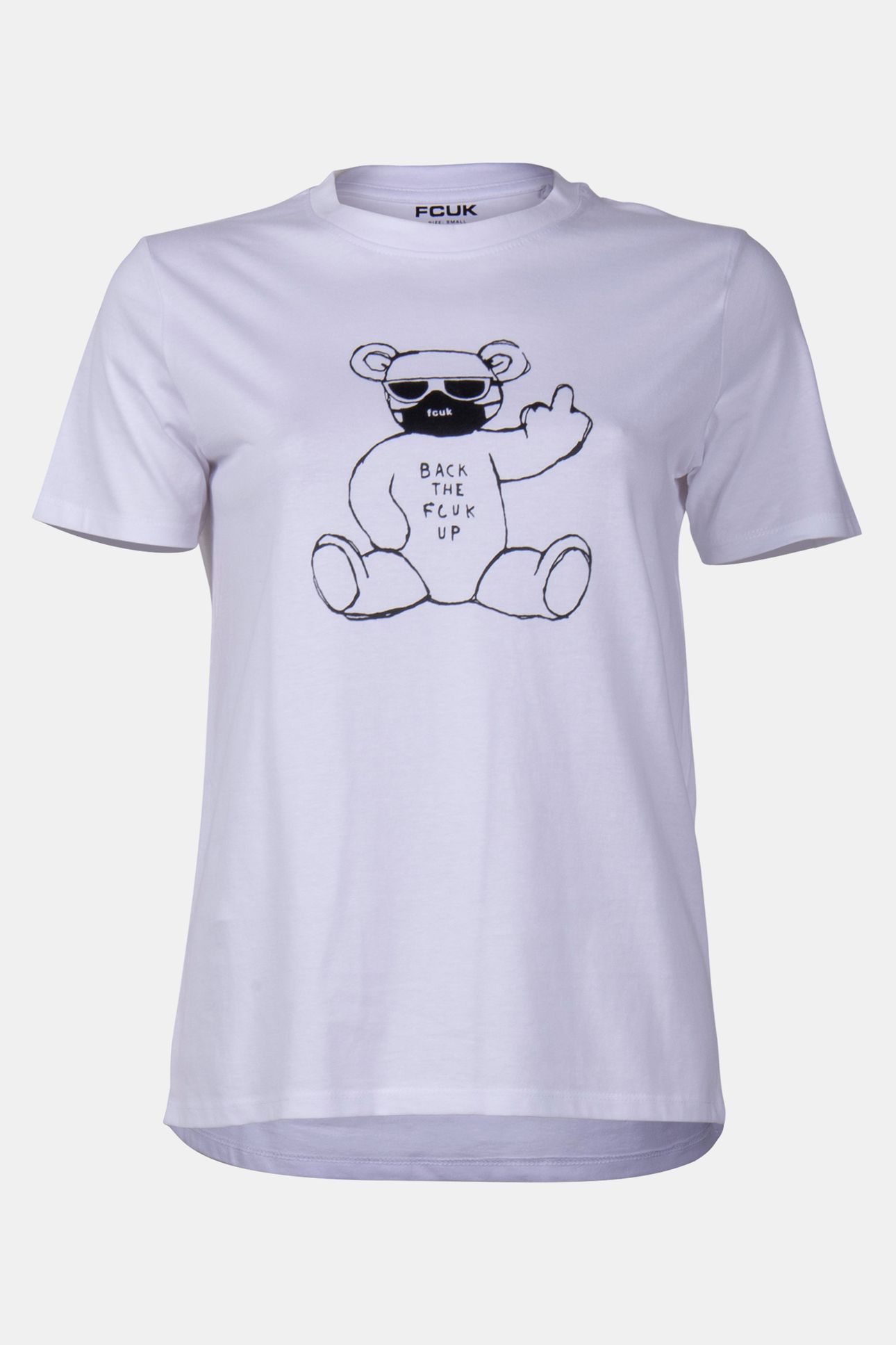 FCUK BACK UP BEAR TEE WHITE/BLACK 4