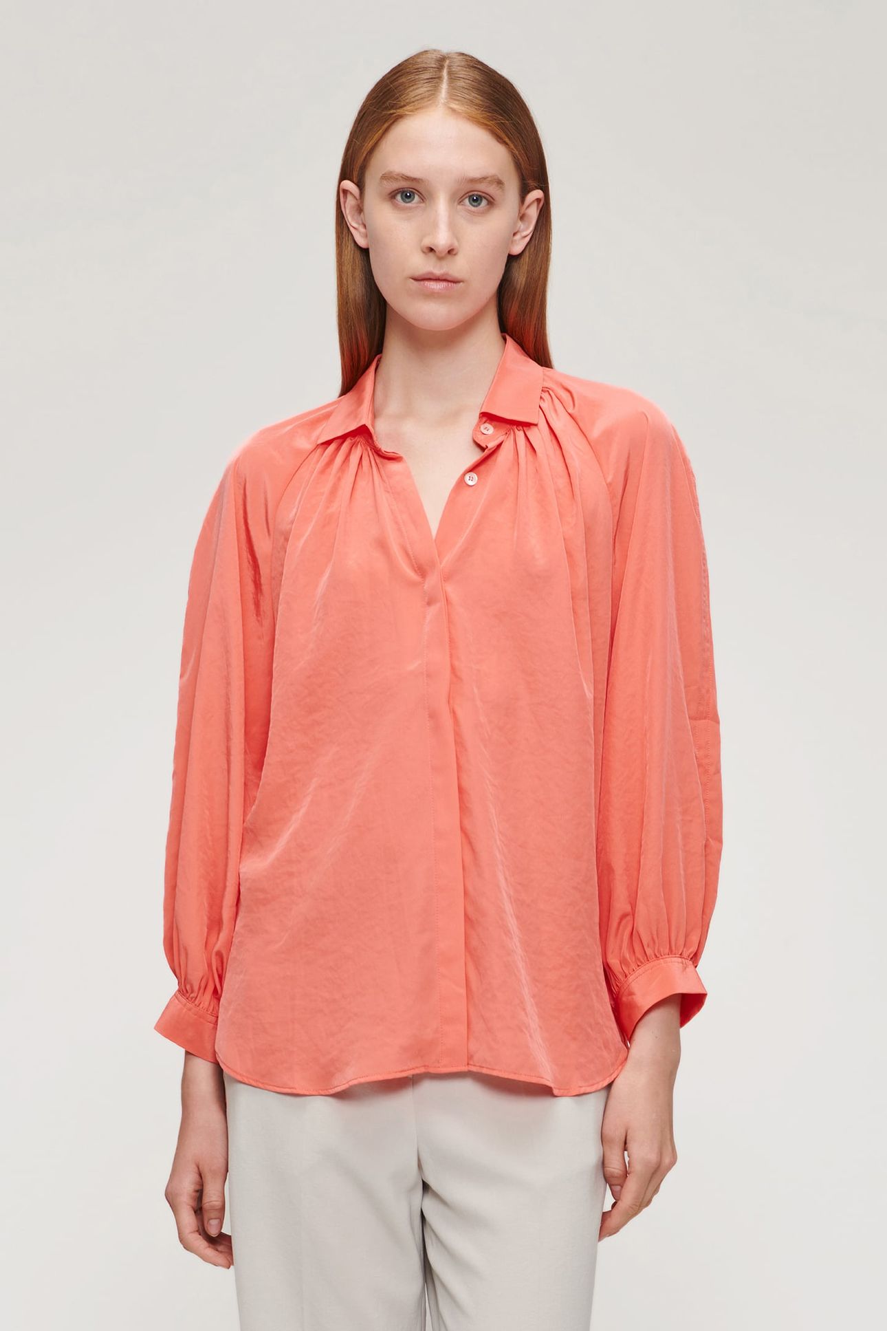 TECHNOSILK OVERSIZED BLOUSE RADIANT CORAL 1