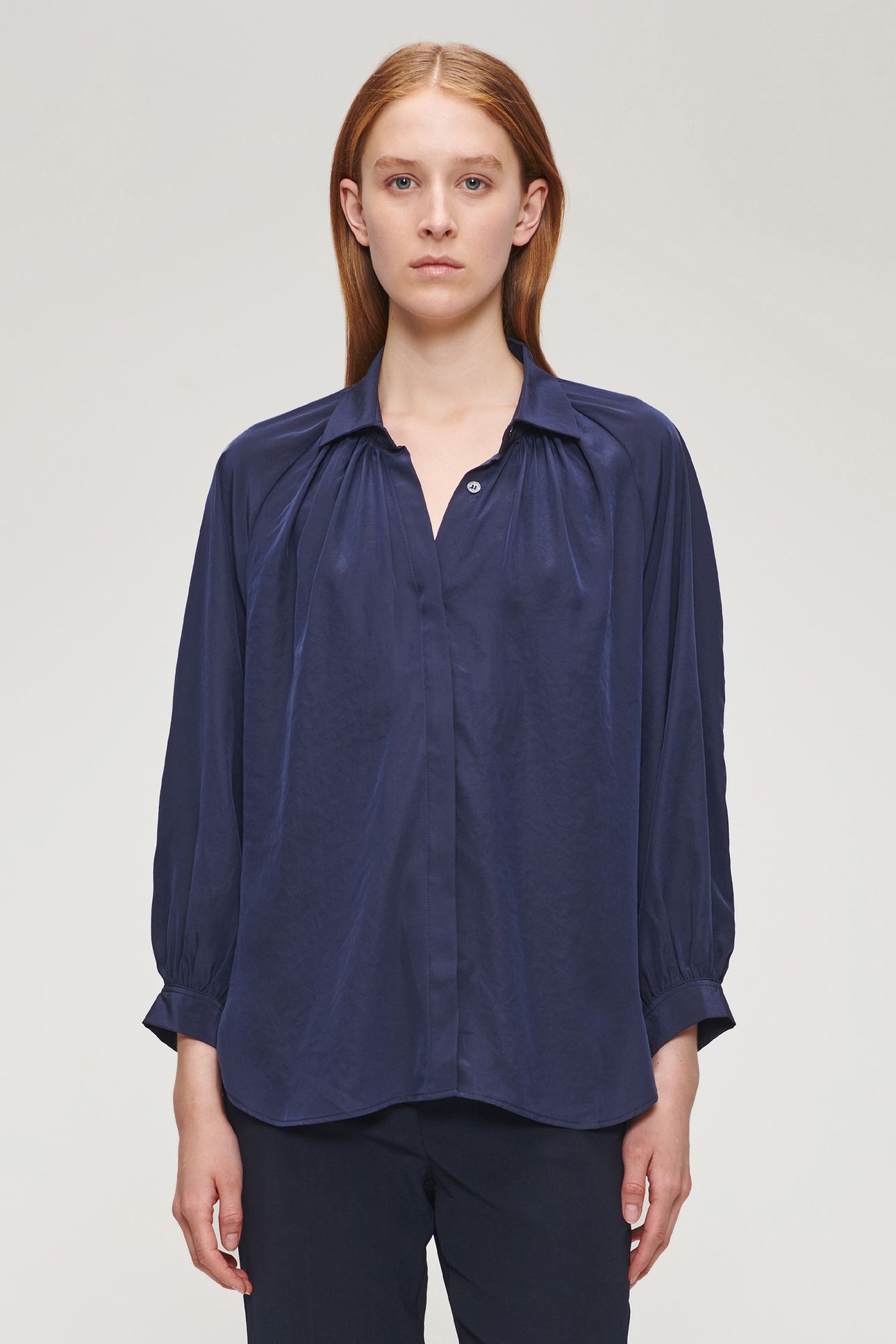 TECHNOSILK OVERSIZED BLOUSE INK BLUE 1