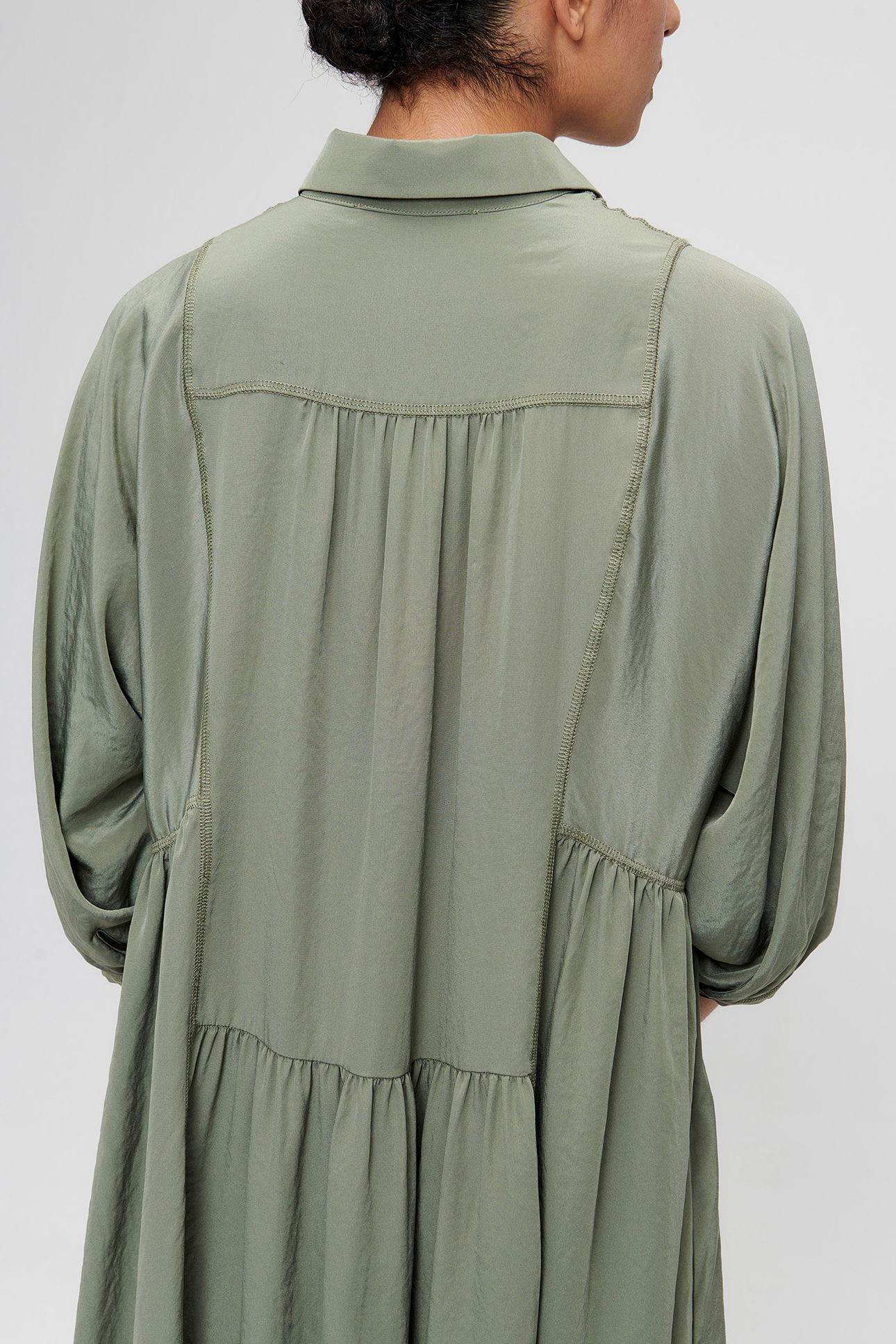 TIERED DRESS SMOKEY GREEN 3