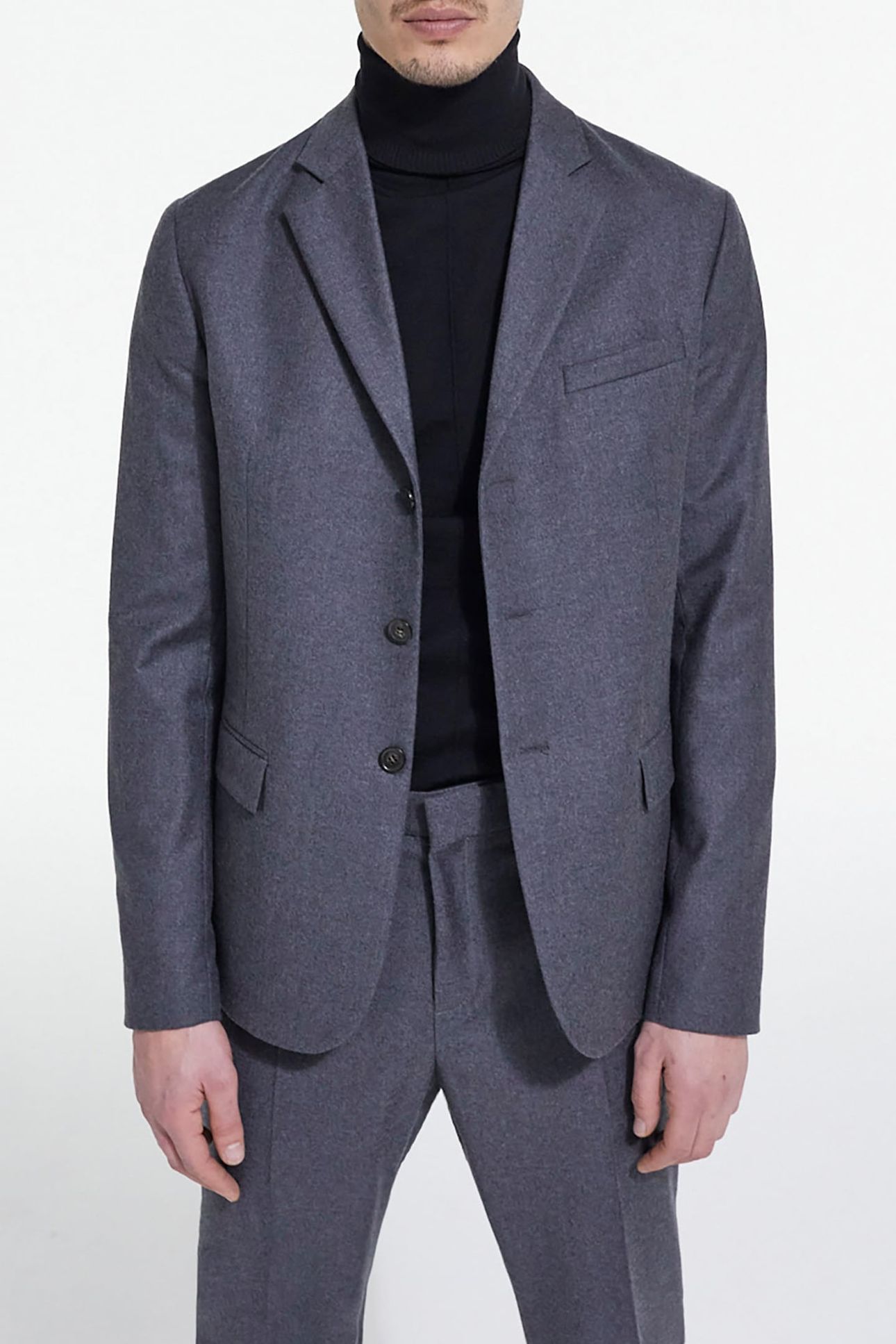 WOOL SUIT JACKET WITH FLAP POCKETS GREY 1